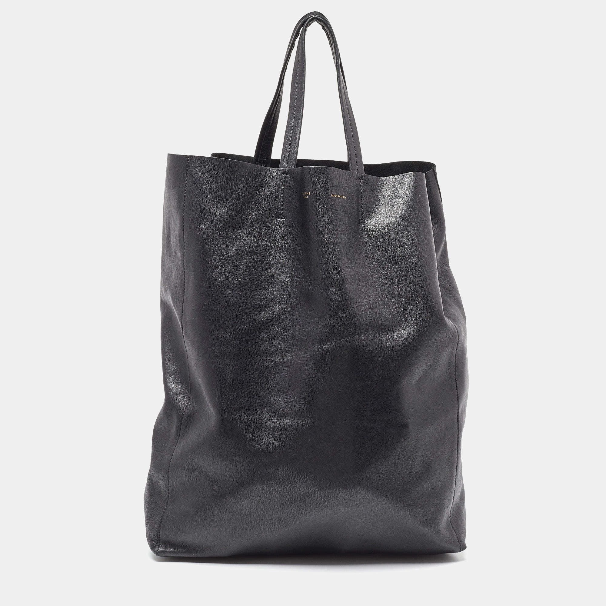 Pre Owned Celine Black Leather Vertical Cabas Tote