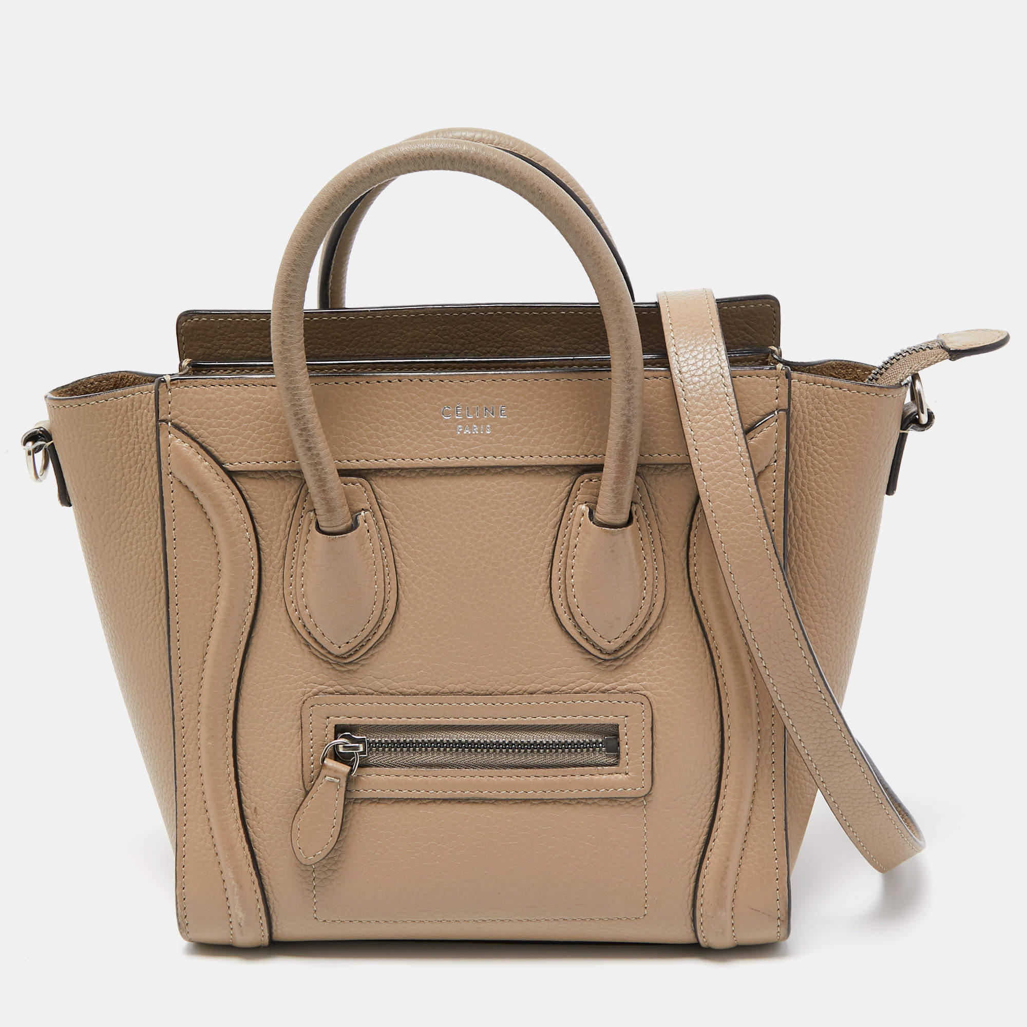 Pre Owned Céline Beige Leather Nano Luggage Tote