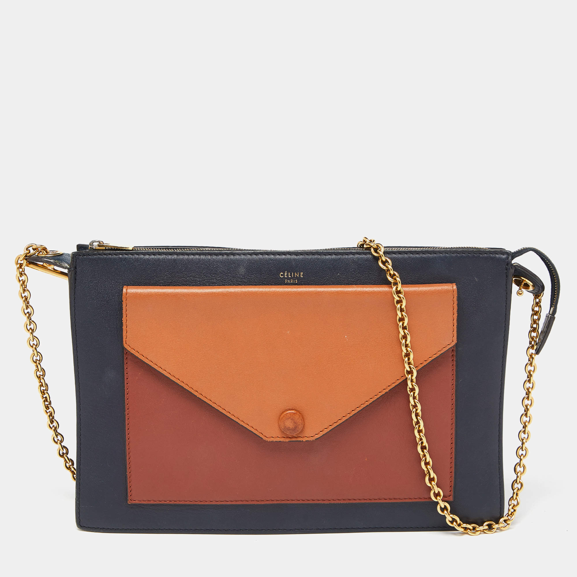 Celine Multicolor Leather Pocket Envelope Shoulder Bag