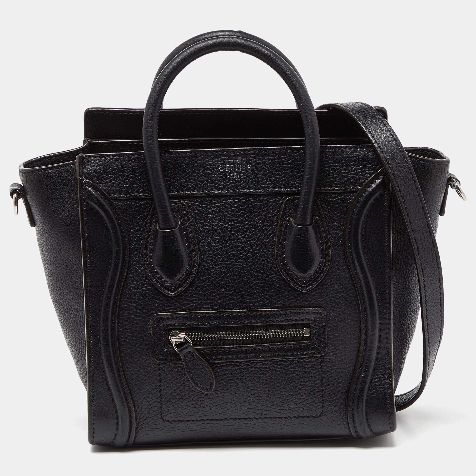 Pre Owned Céline Black Leather Nano Luggage Tote