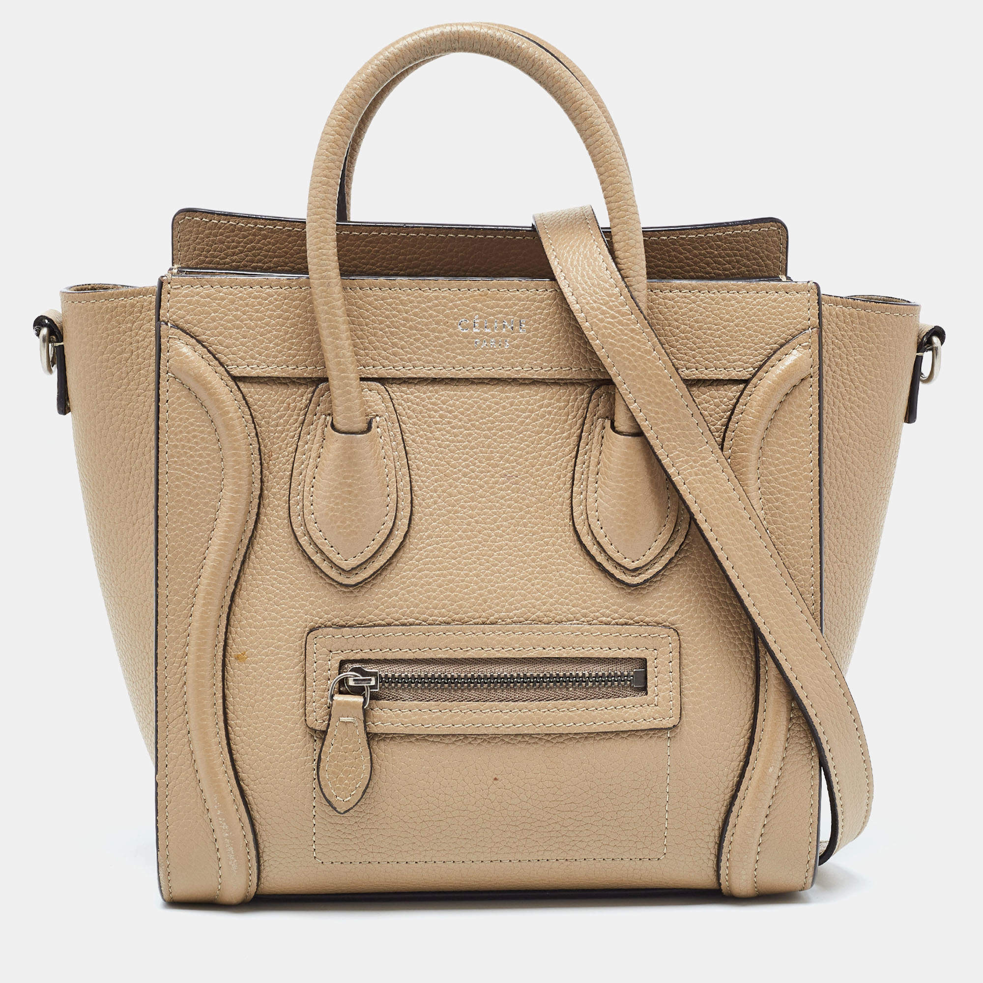 Pre Owned Céline Beige Leather Nano Luggage Tote