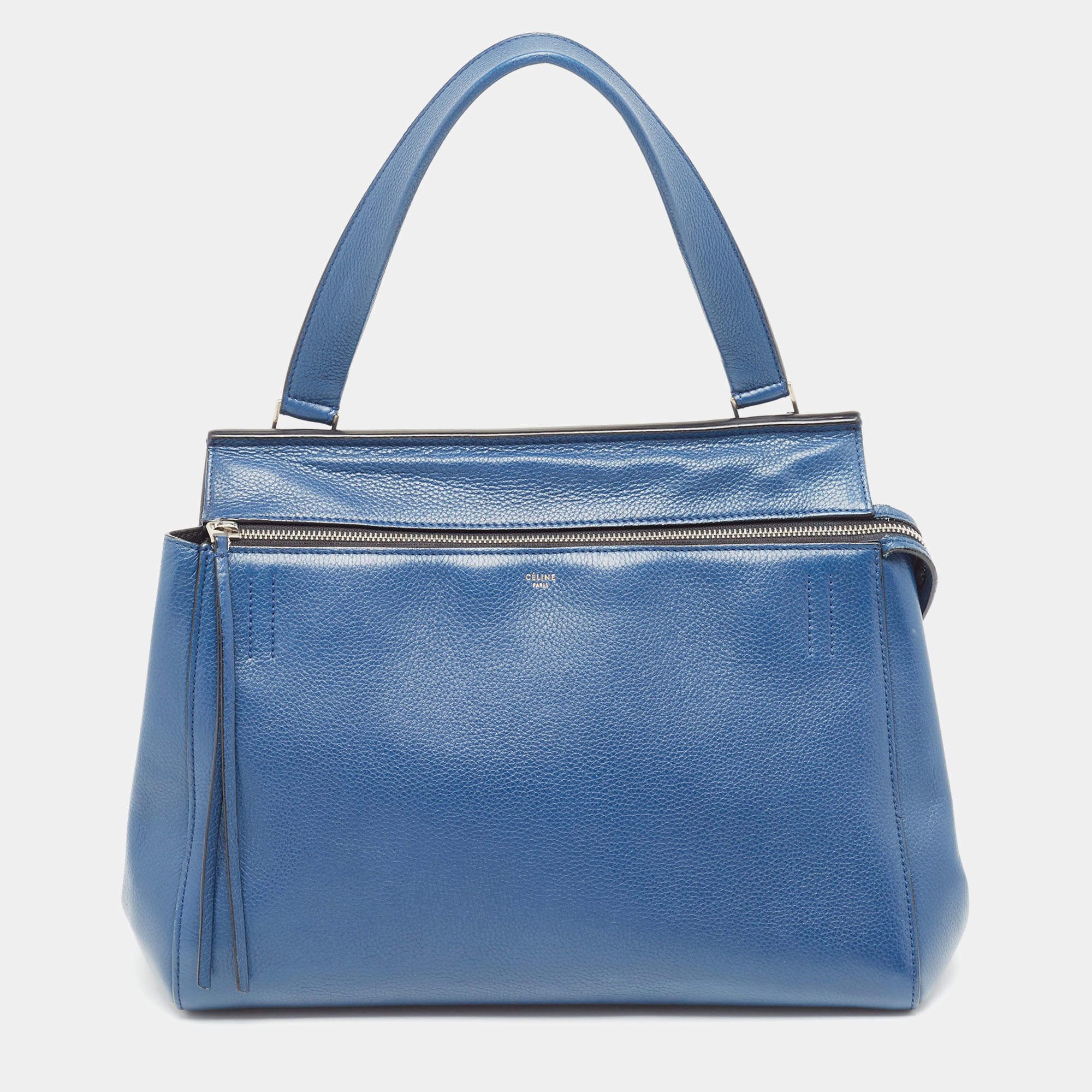 Pre Owned Celine Blue Leather Medium Edge Top Handle Bag