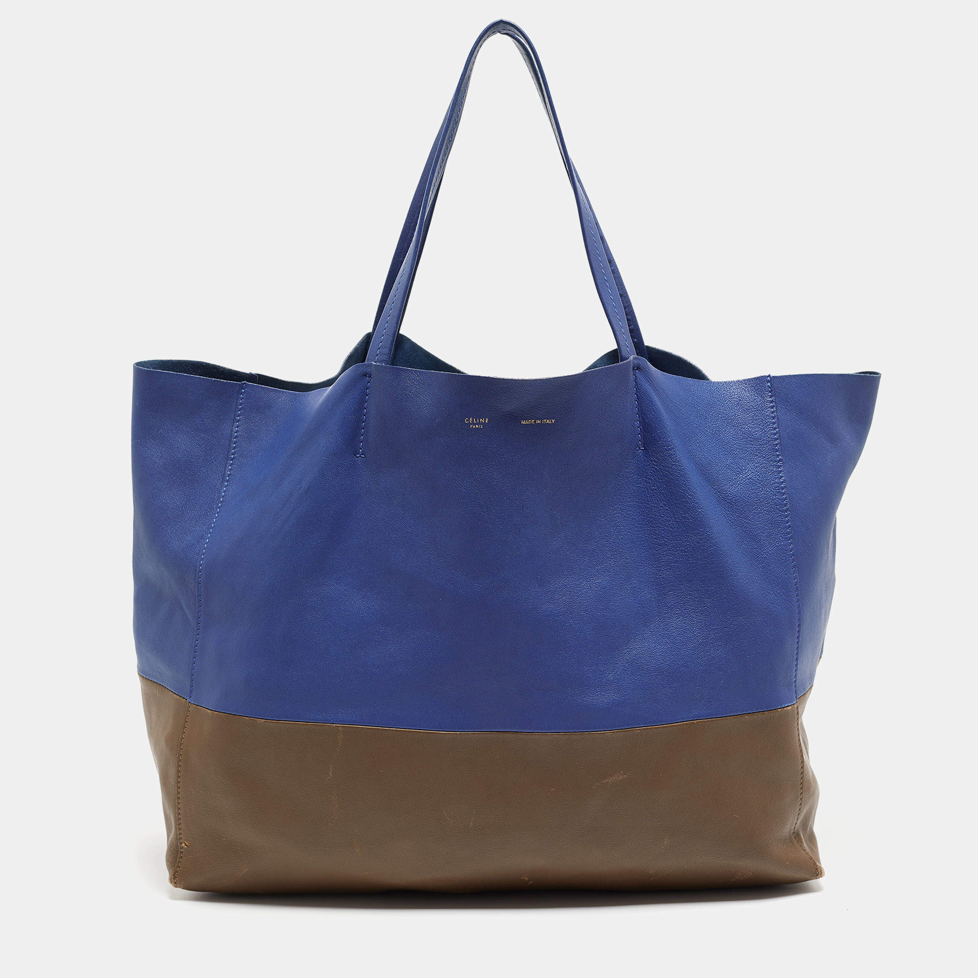 Pre Owned Celine Blue/Brown Leather Horizontal Cabas Tote