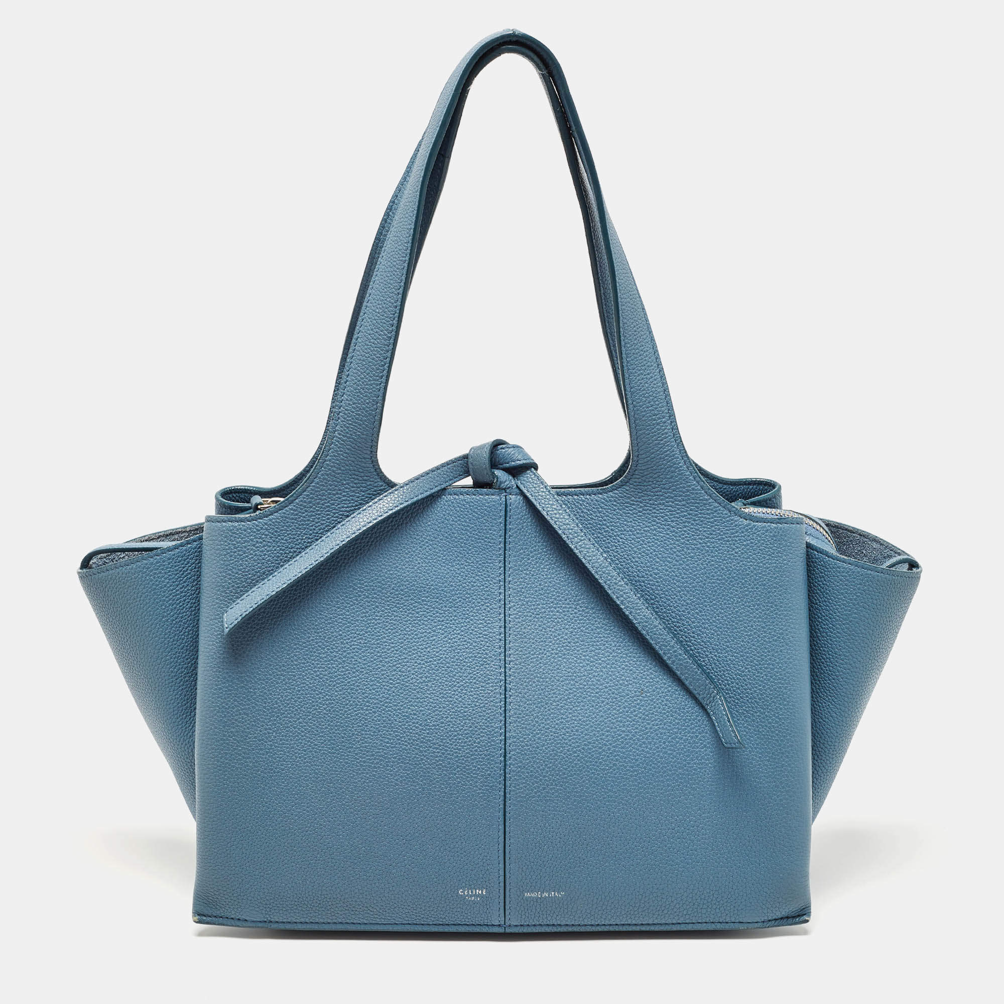 Pre Owned Celine Blue Leather Small Tri-Fold Tote