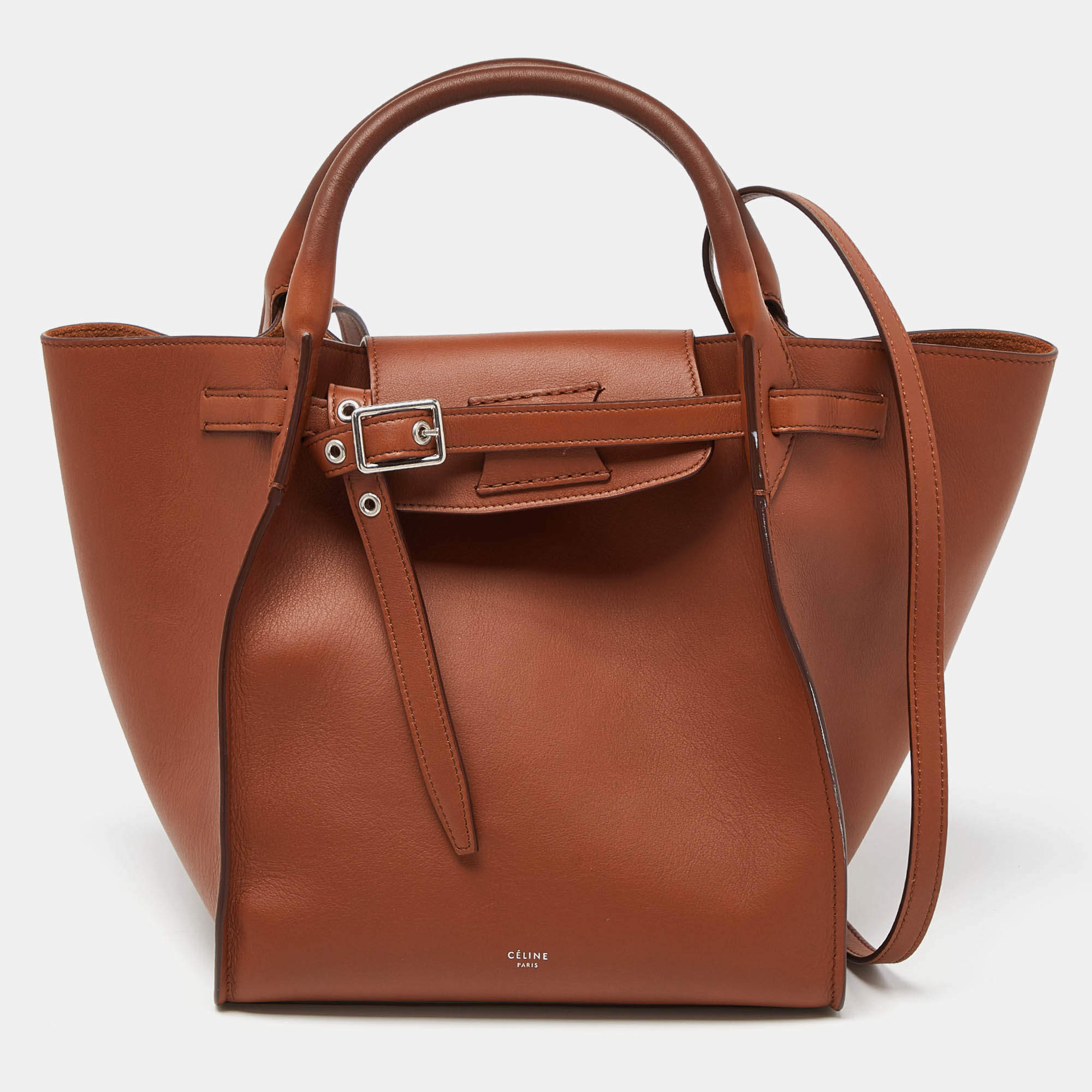 Pre Owned Celine Brown Leather Small Big Bucket Bag