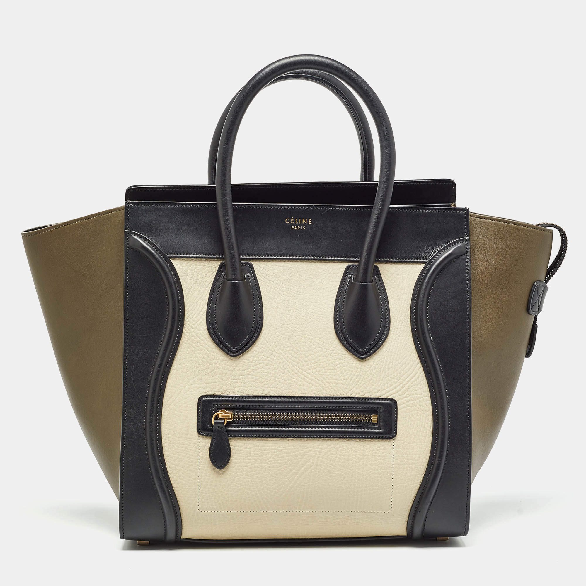 Pre Owned Celine Tricolor Leather Mini Luggage Tote