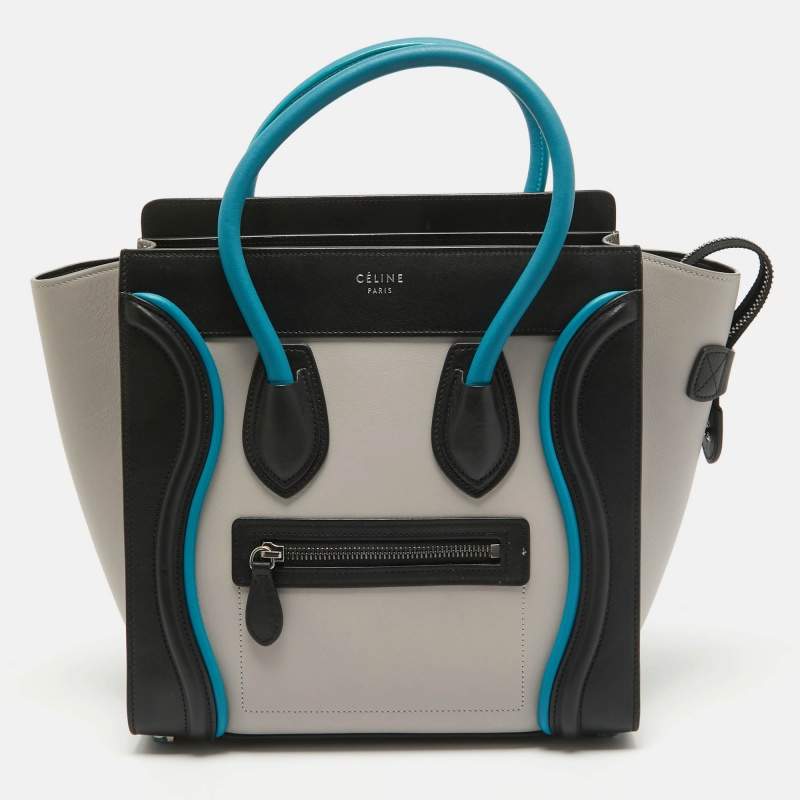 Pre Owned Celine Tricolor Leather Micro Luggage Tote