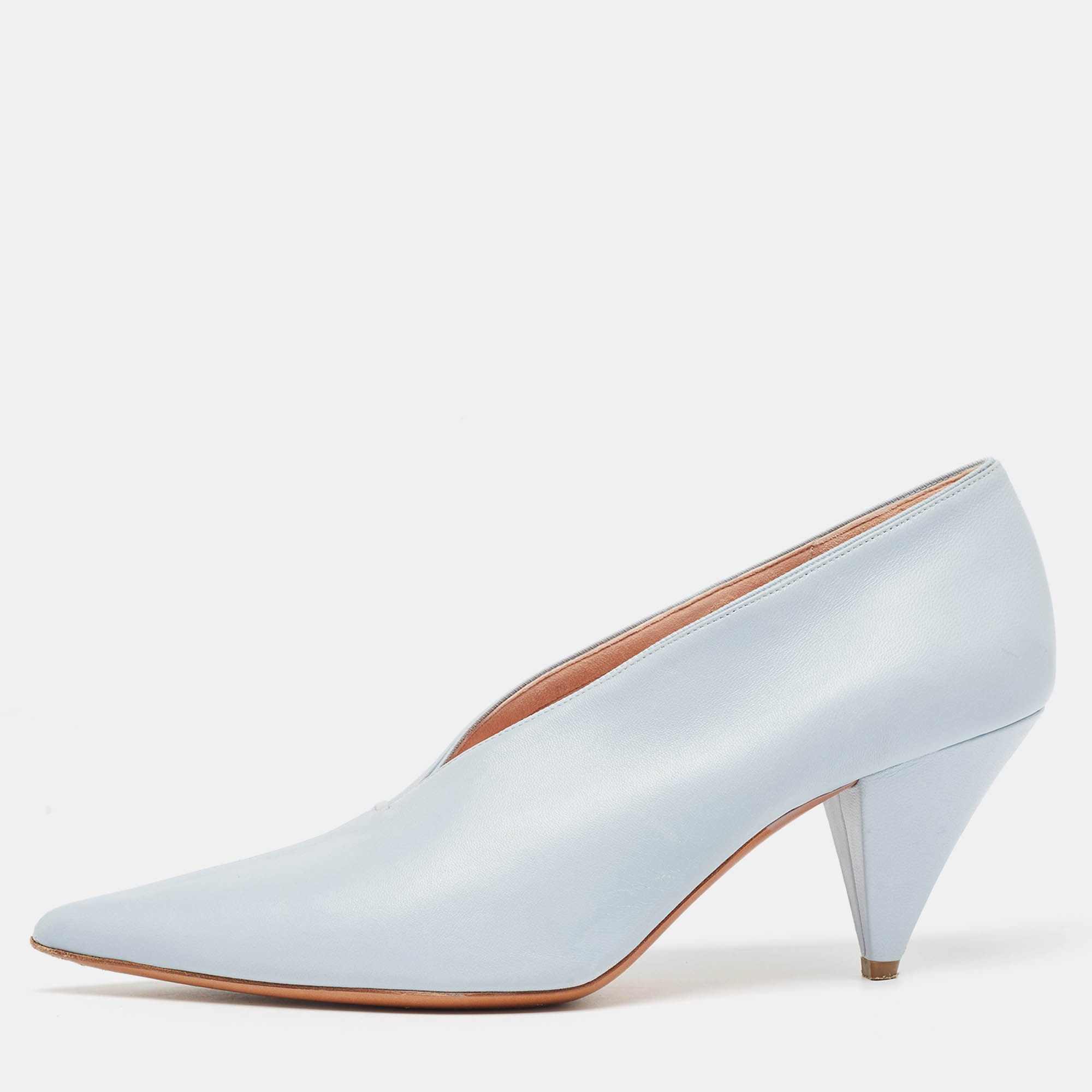 Pre Owned Celine Blue Leather Vamp Pointed Toe Pumps Size 39