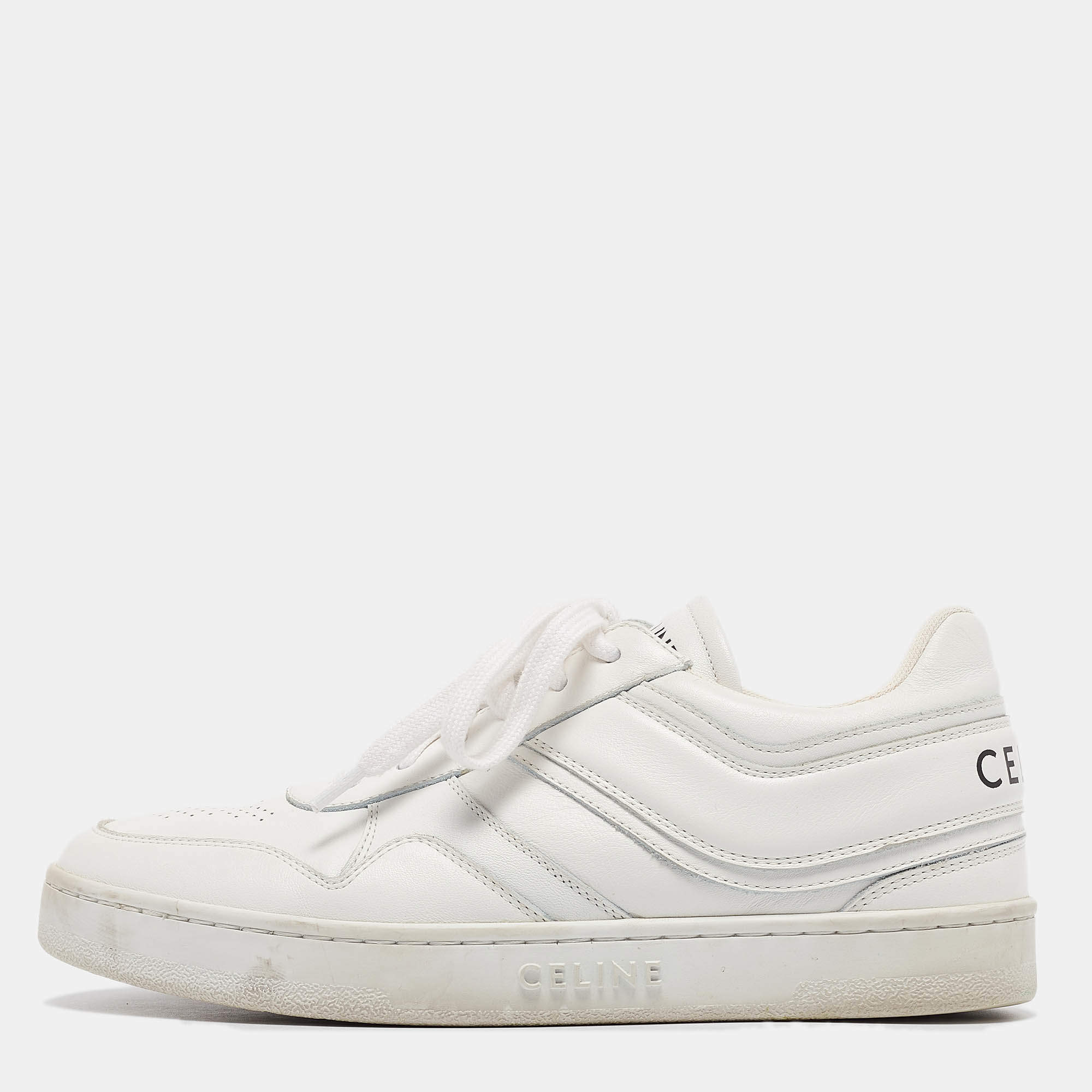 Celine White Leather Lace Up Sneakers Size 37