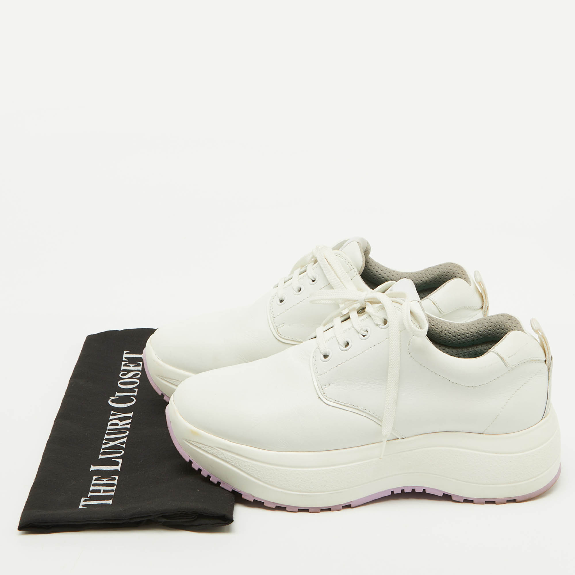 Celine White/Black Leather Block Platform Sneakers Size 39