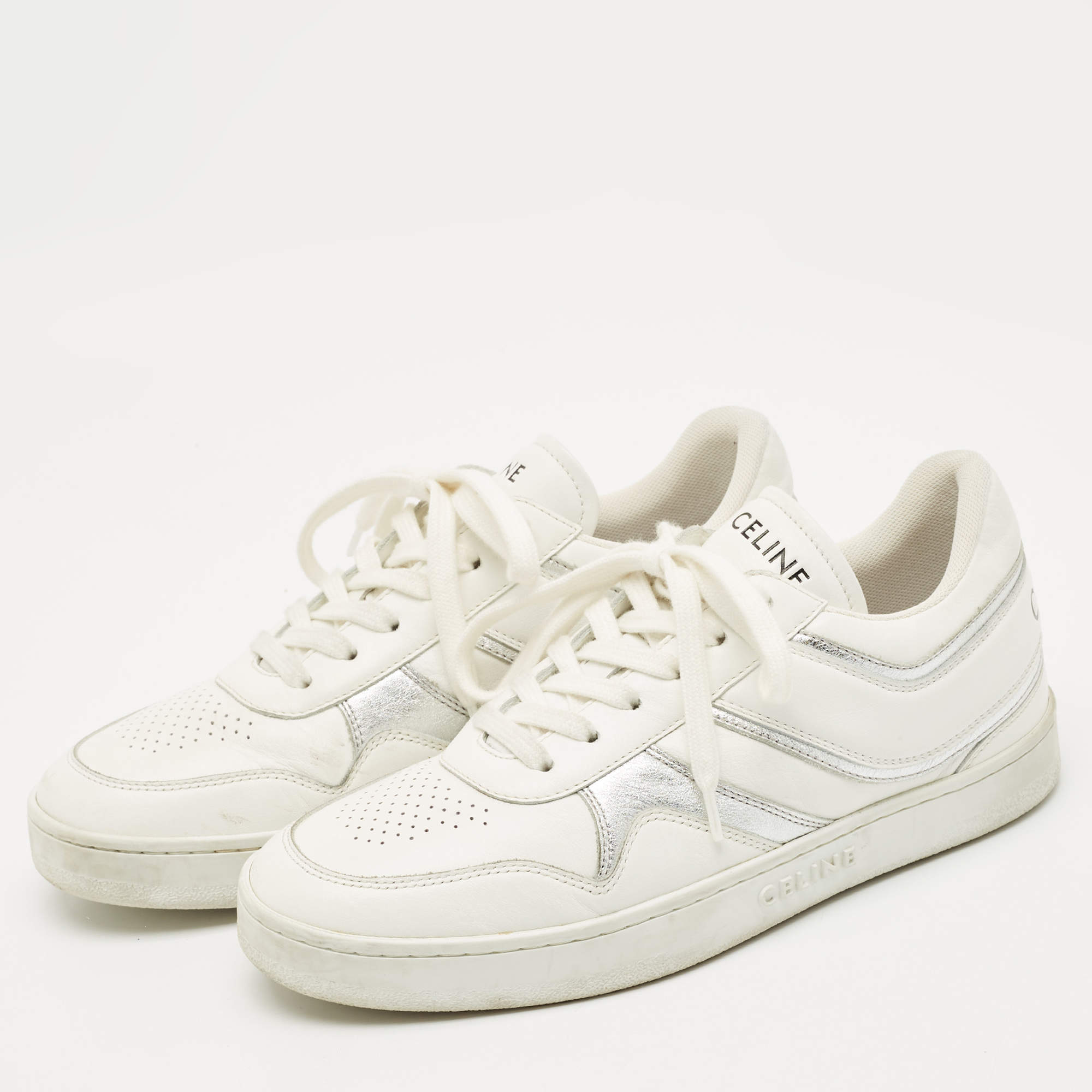 Celine White/Black Leather Slip On Sneakers Size 37 Celine | TLC US