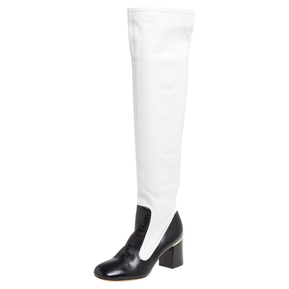Celine Two Tone Leather Over The Knee Boots Size 38.5