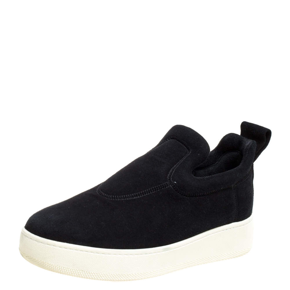 Pre Owned Celine Black Suede Platform Slip On Sneakers Size 38