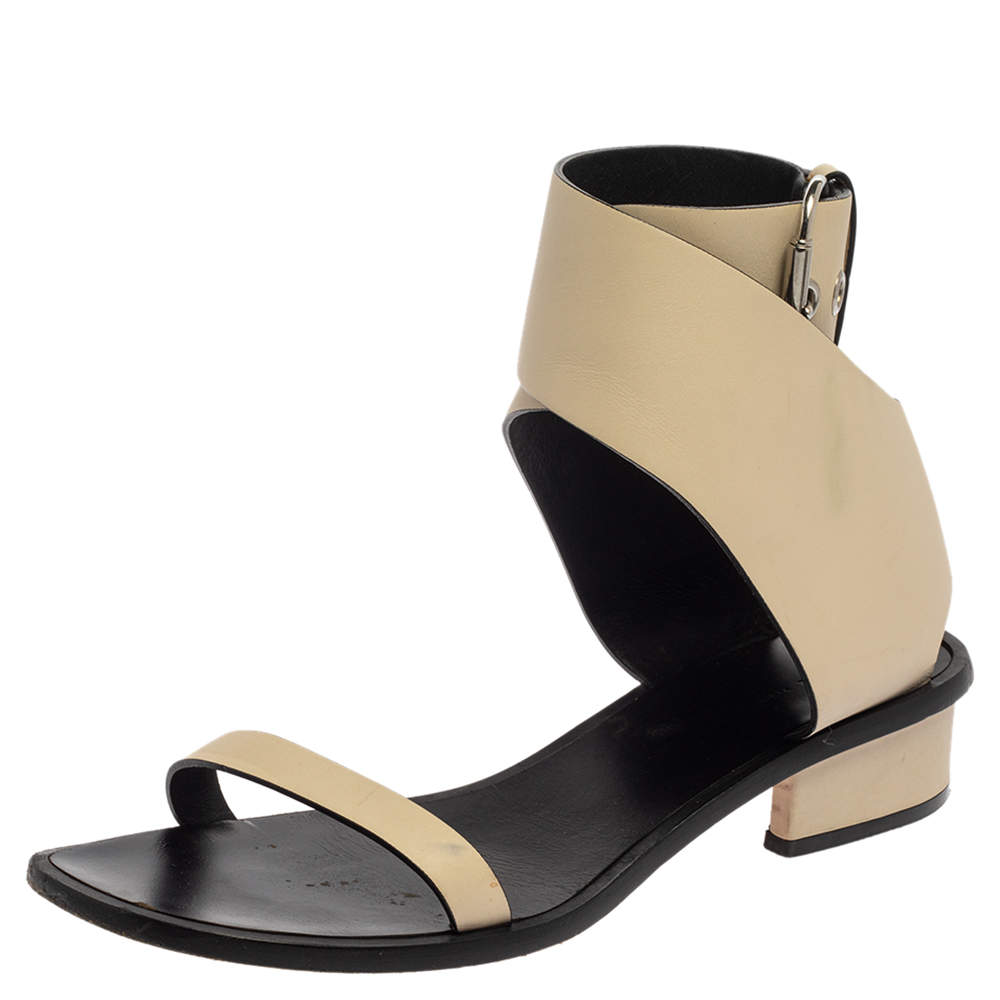 Celine Cream White Leather Ankle Strap Sandals 39.5