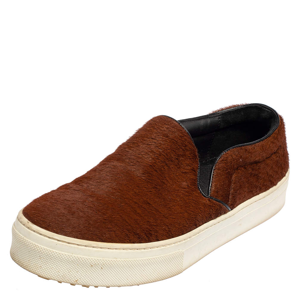 Pre Owned Celine Brown Pony Hair Slip On Sneakers Size 36.5