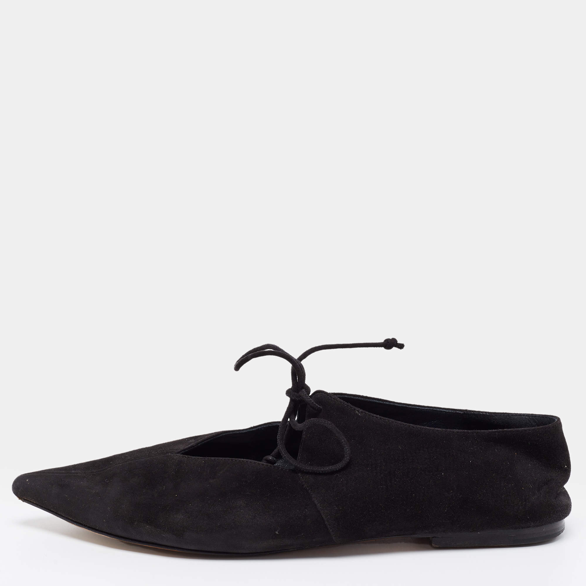 Celine Black Suede Babouche Pointed Toe Ballet Flats Size 37