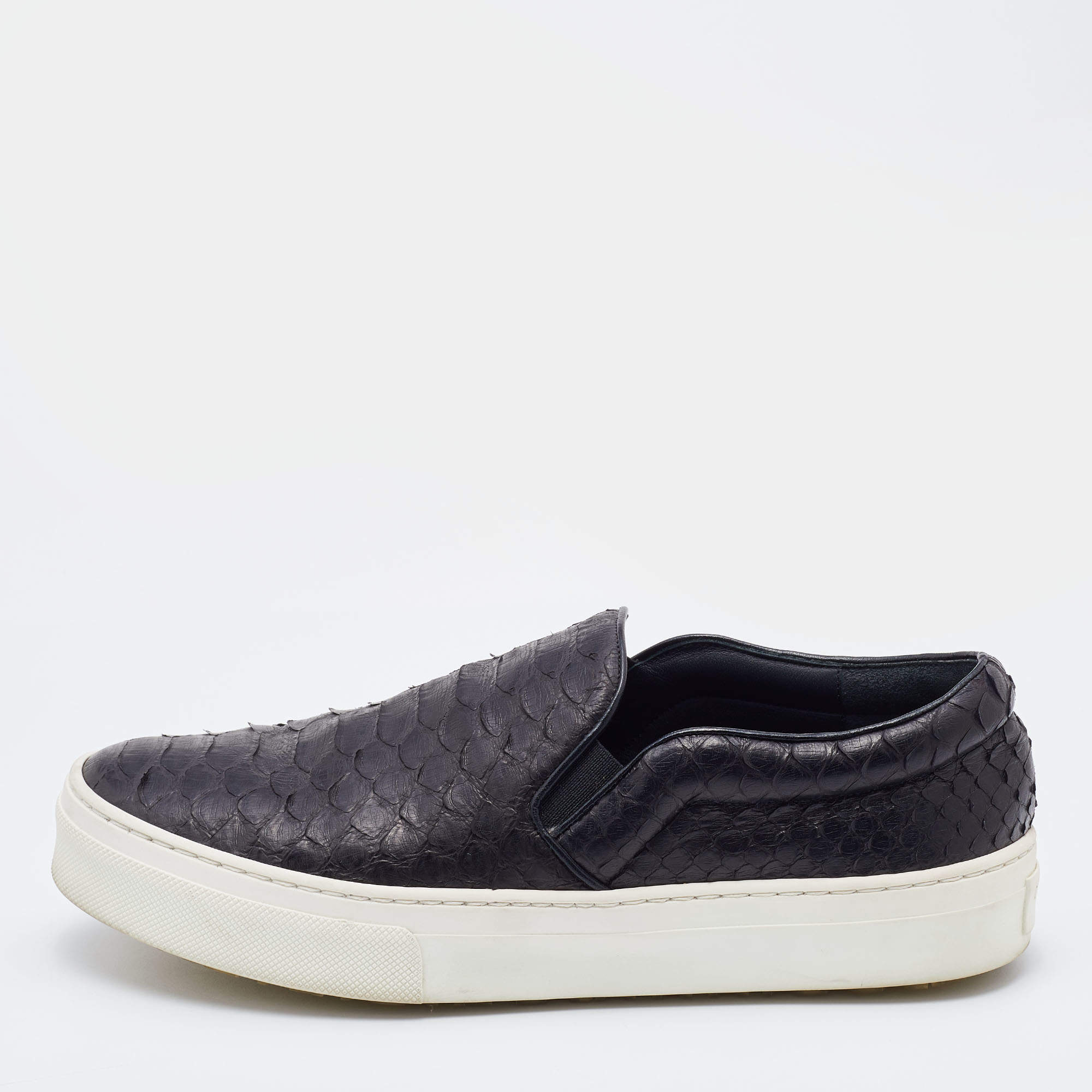 Celine Black Python Leather Slip On Sneakers Size 37