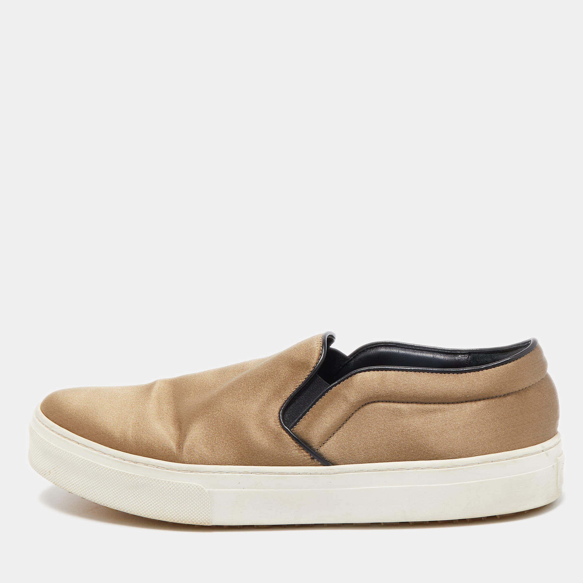 Celine Olive Green Satin Slip On Sneakers Size 41