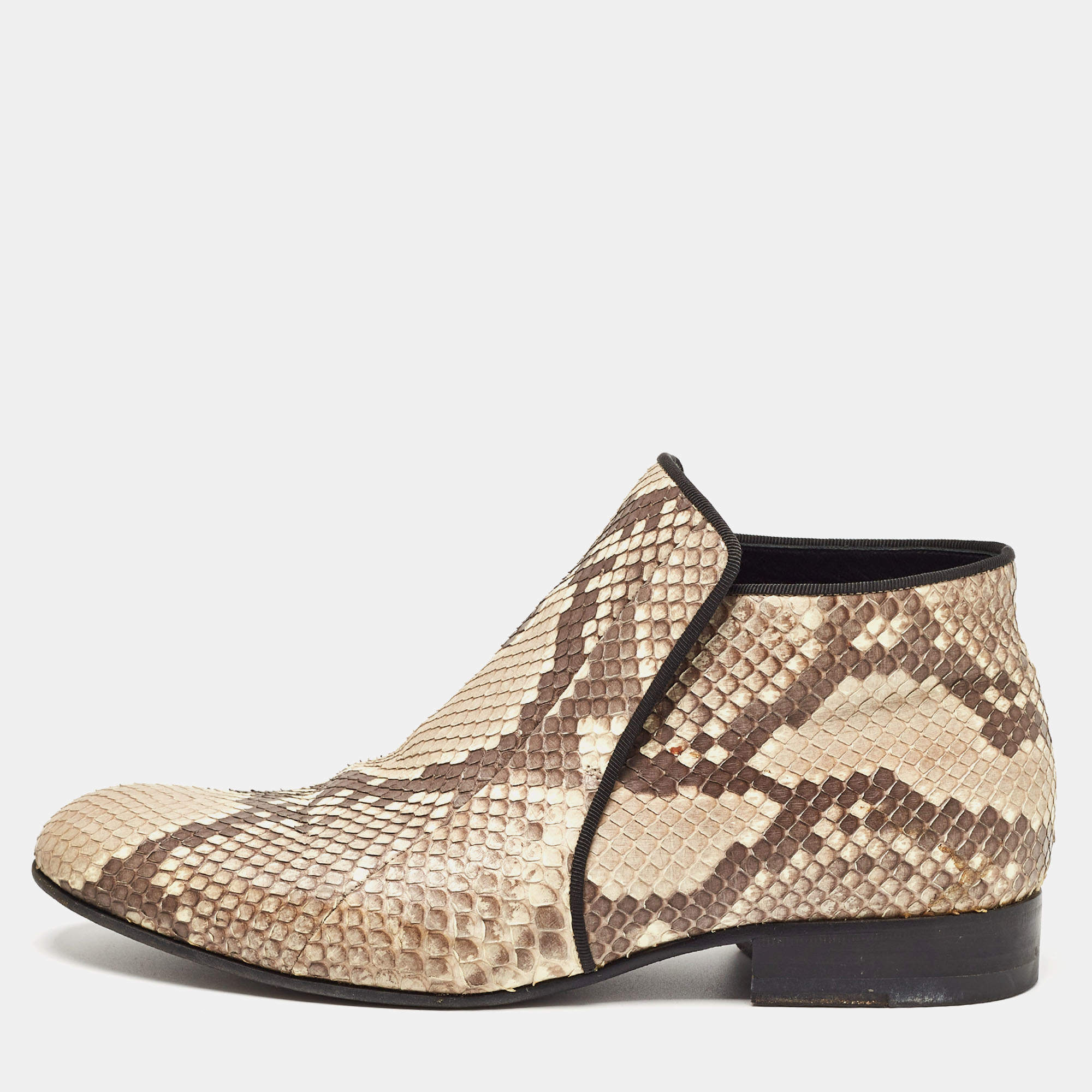 Pre Owned Celine Beige/Brown Python Ankle Boots Size 38