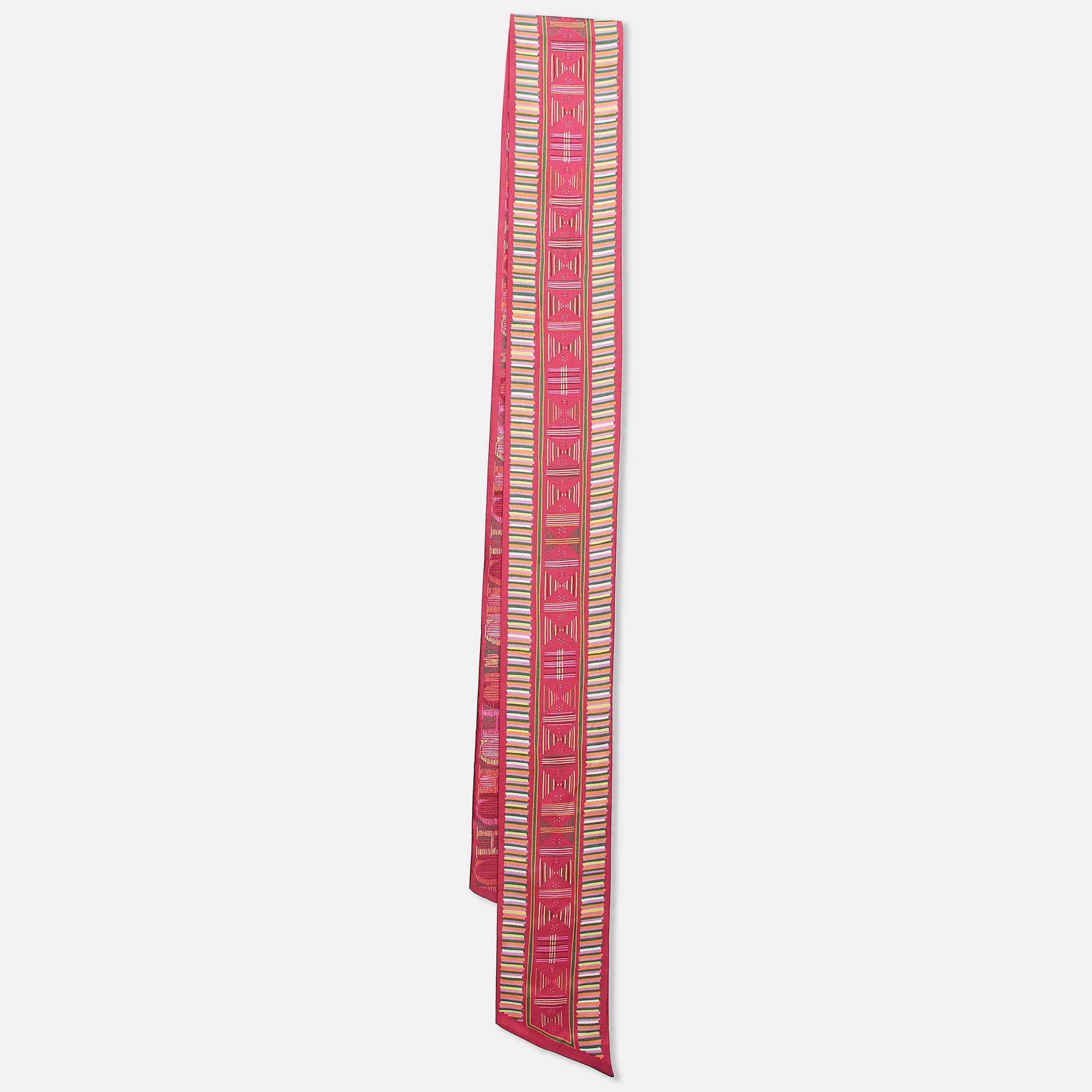 Pre Owned CH Carolina Herrera Pink Printed Silk Bandeau Scarf