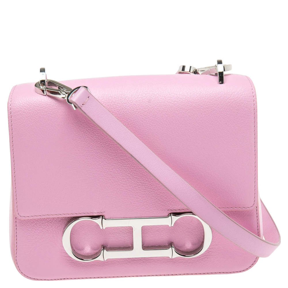CH Carolina Herrera Pink Leather Initial Insignia Shoulder Bag CH