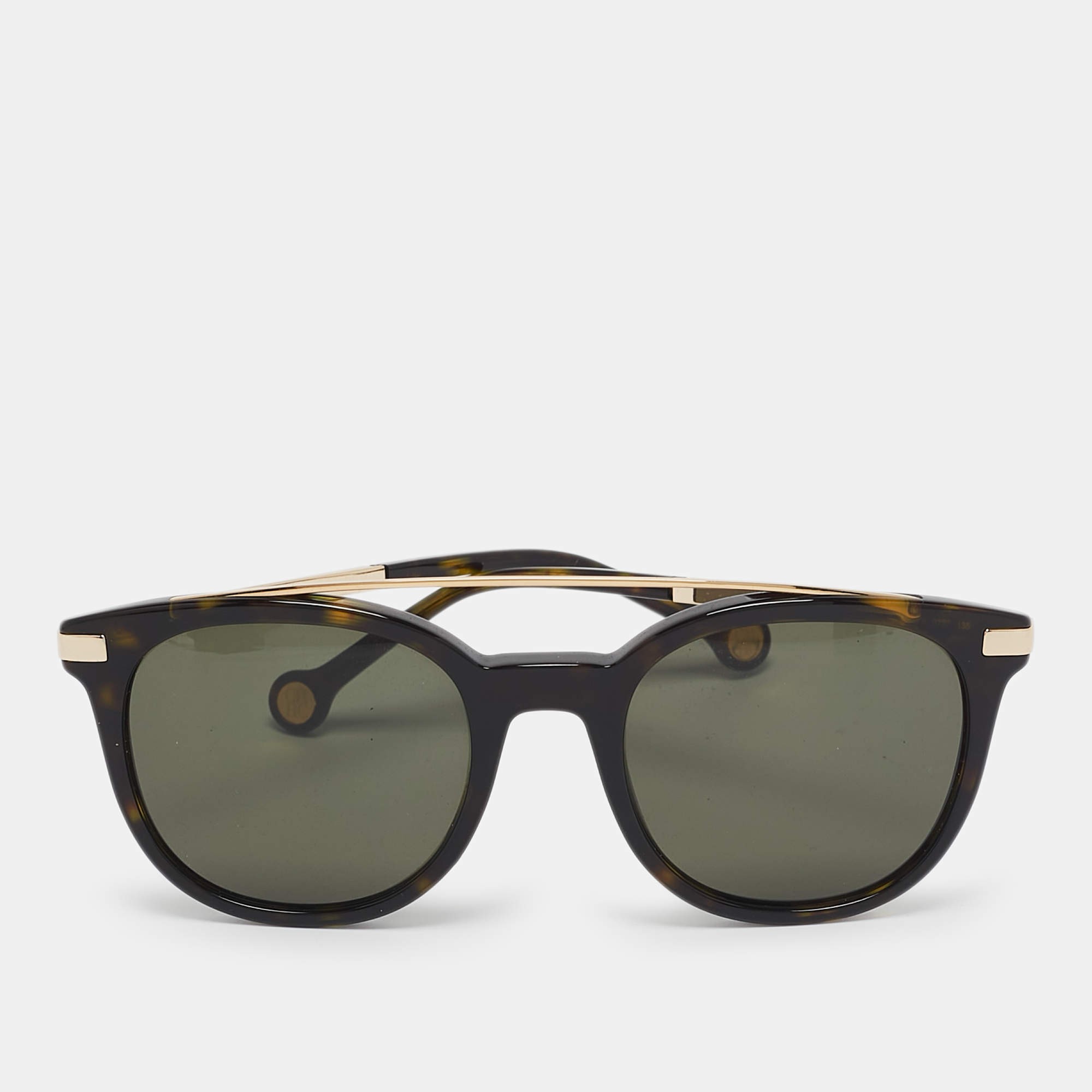 Carolina Herrera Black  Tortoise Shell Effect Gold Tone SHE690 Cat Eye Sunglasses