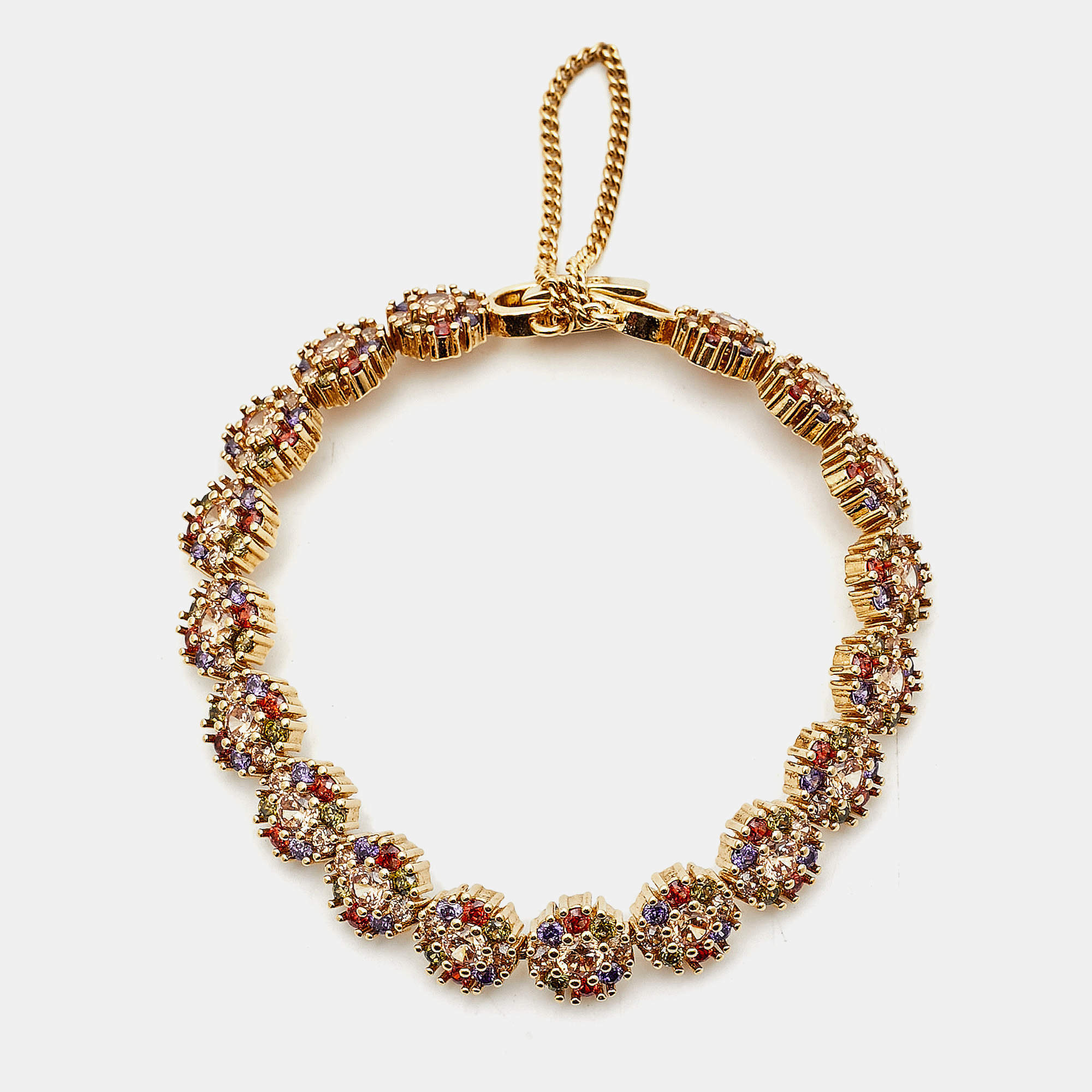 CH Carolina Herrera Multicolor Crystals Gold Tone Bracelet