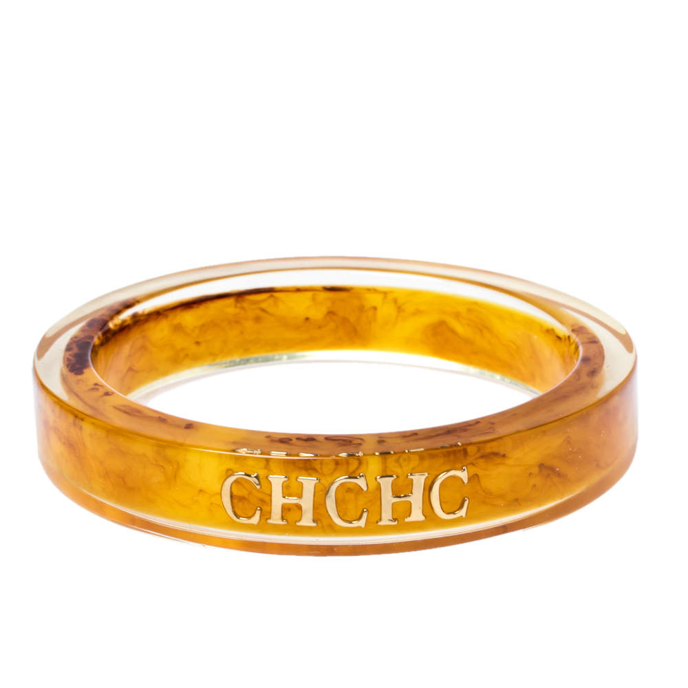 Pre Owned CH Carolina Herrera Orange Resin Bangle Bracelet
