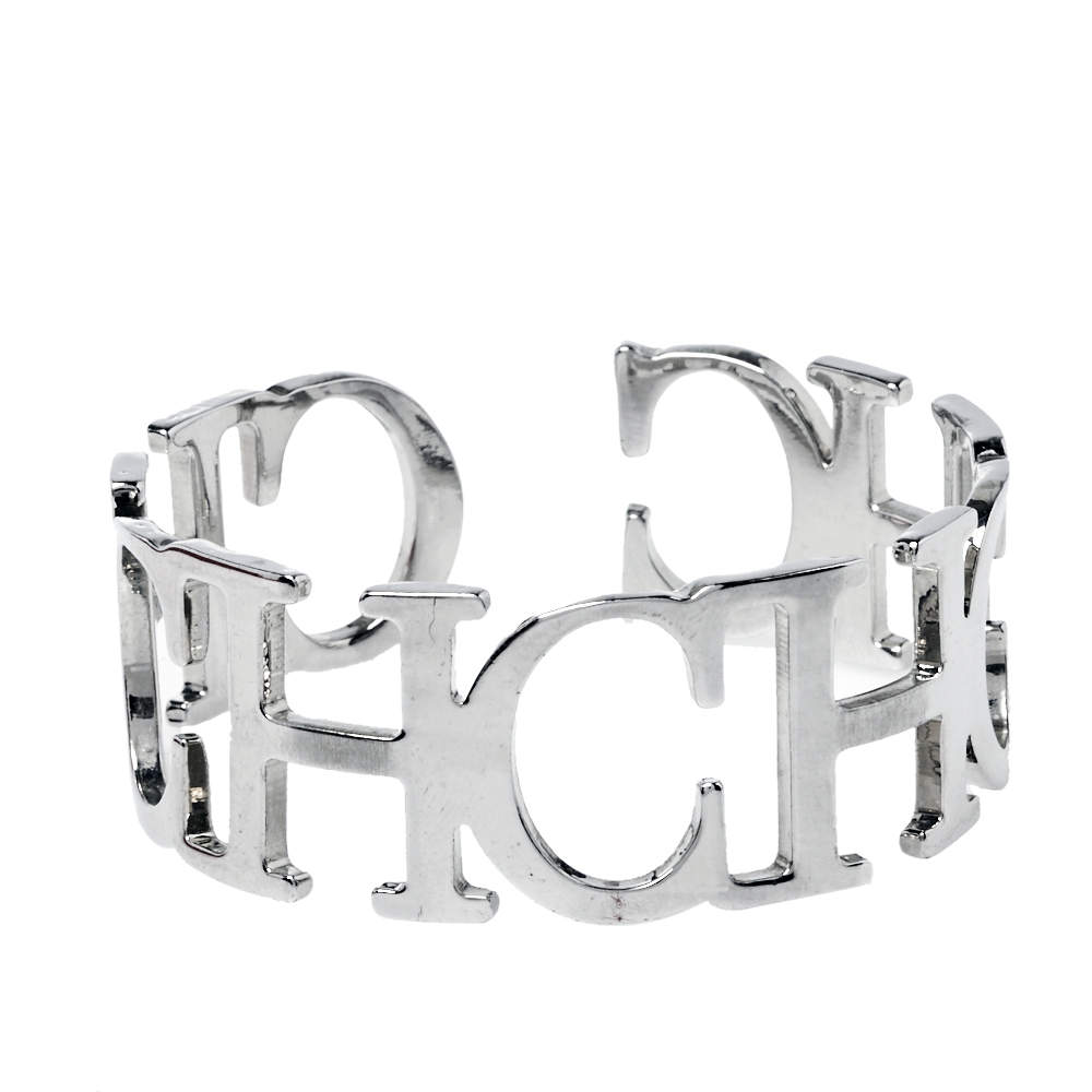 CH Carolina Herrera Silver Tone Between the Line Cuff Bracelet