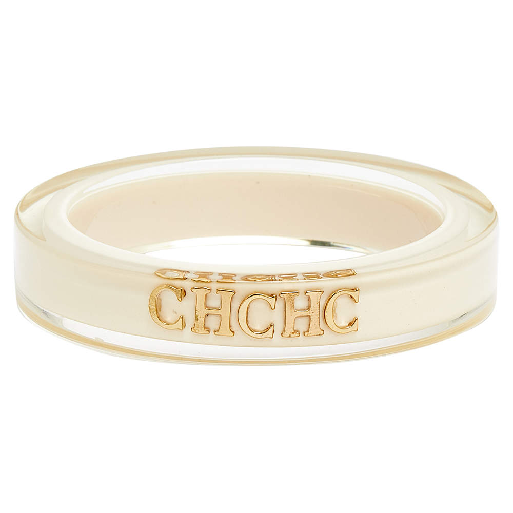 Pre Owned CH Carolina Herrera White Resin Bangle Bracelet