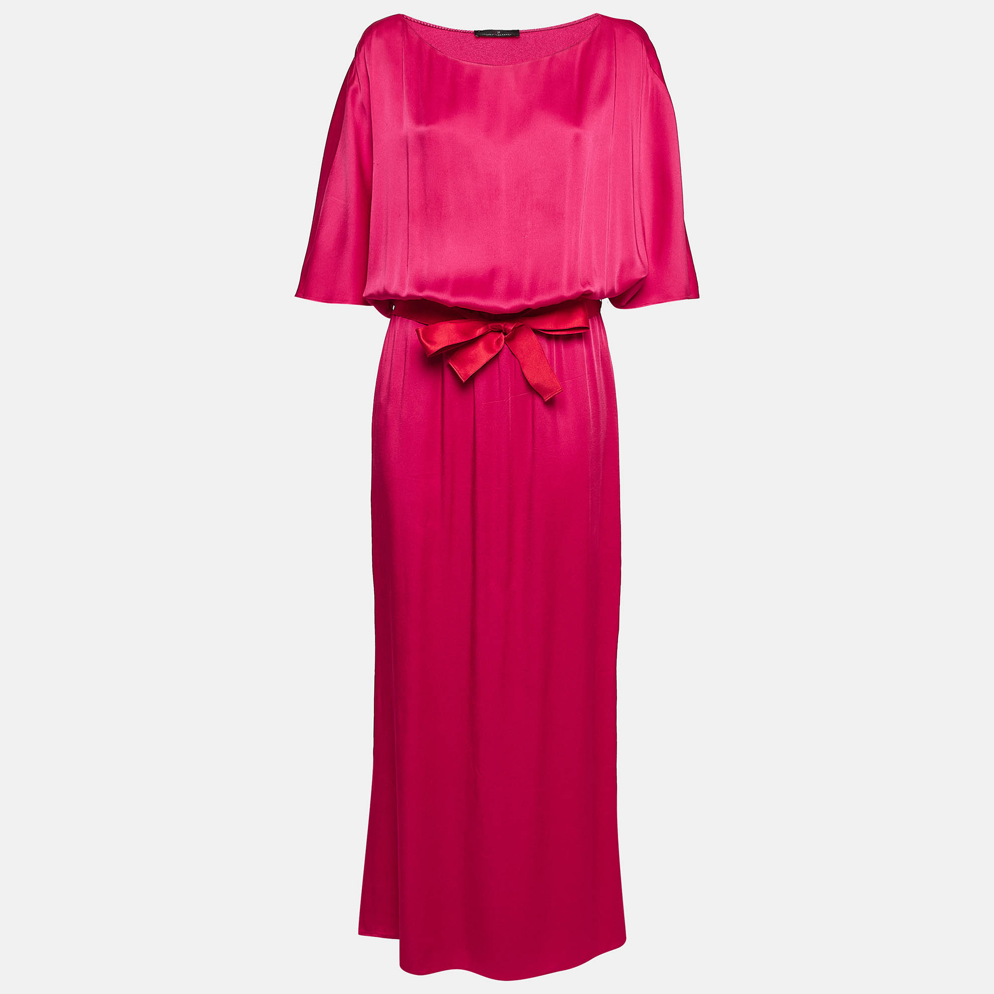 Pre Owned CH Carolina Herrera Pink Belted Maxi Dress M