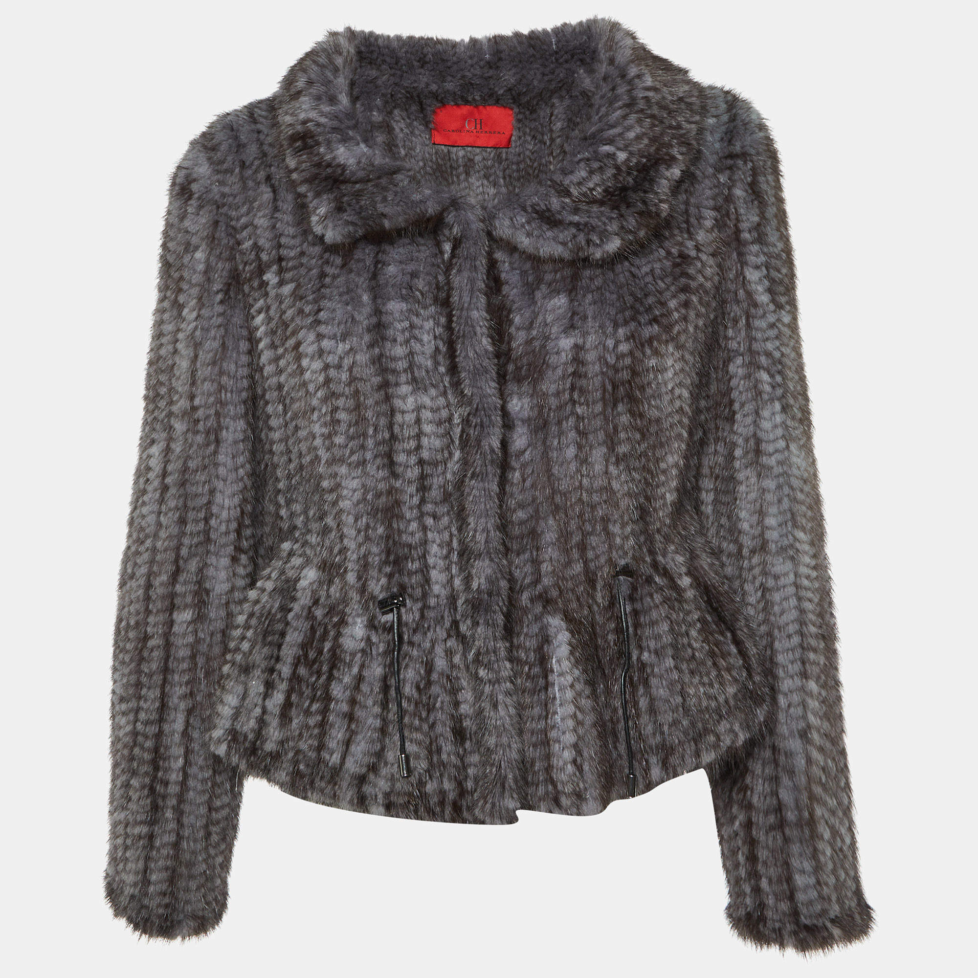 Pre Owned CH Carolina Herrera Grey Mink Fur Coat S