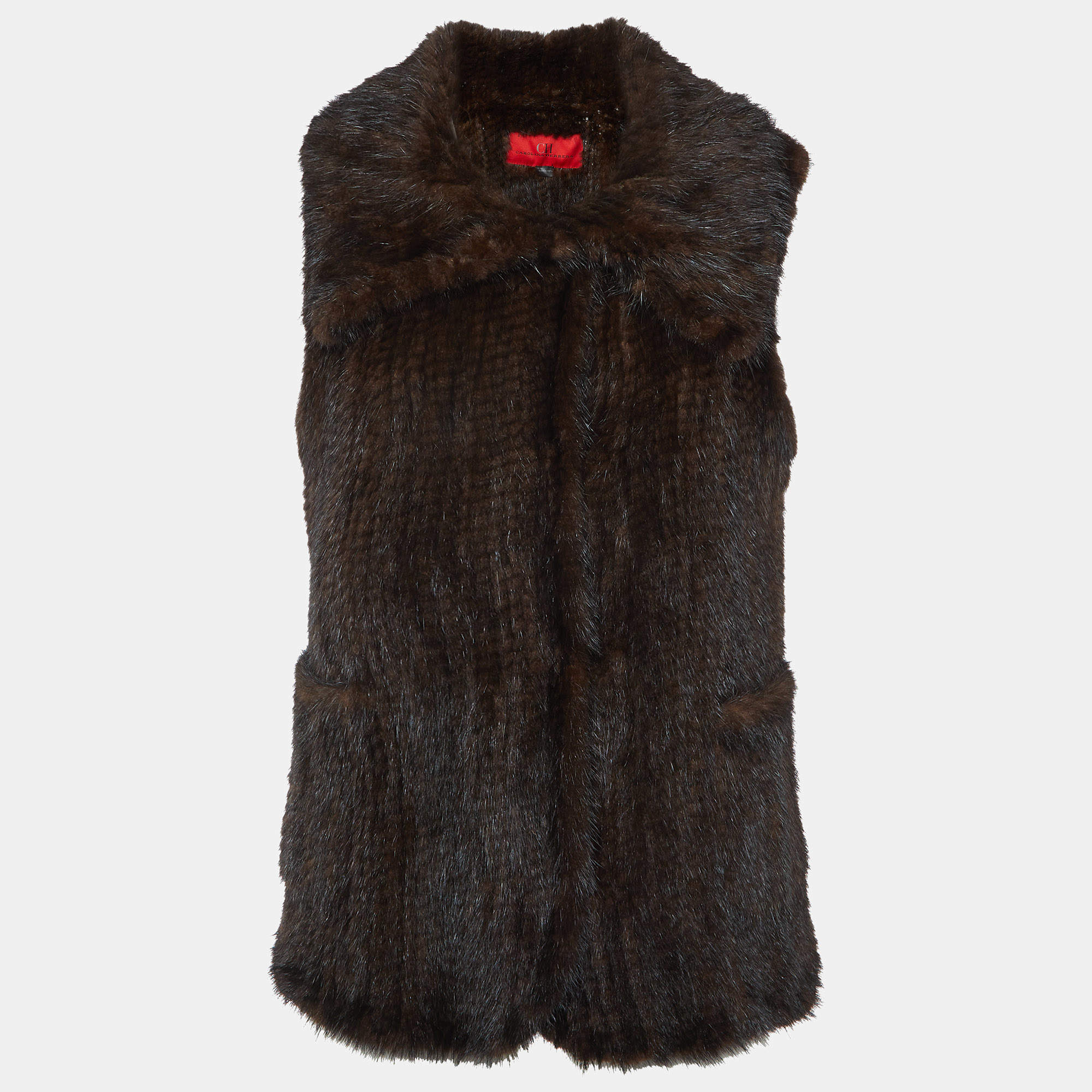 Pre Owned CH Carolina Herrera Brown Mink Fur Waistcoat S