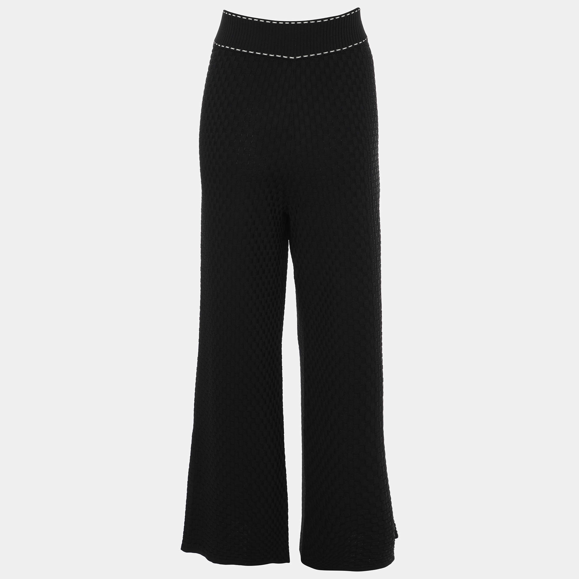 CH Carolina Herrera Black Knit Wide Leg Pant S