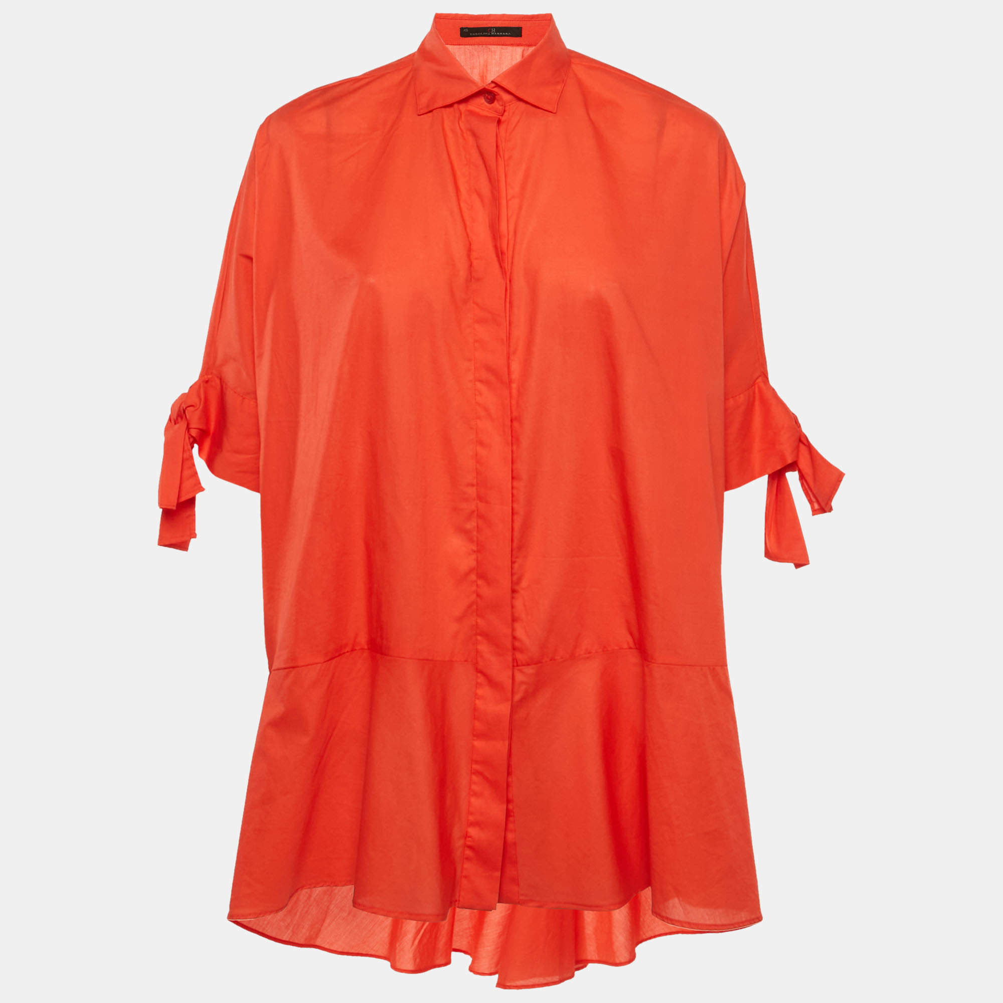 Pre Owned CH Carolina Herrera Red Cotton Oversized Blouse XS