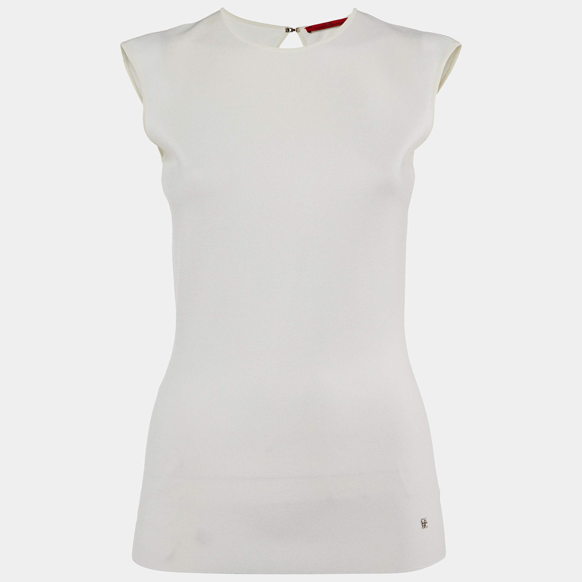 CH Carolina Herrera Off White Knit Open Back Top XS