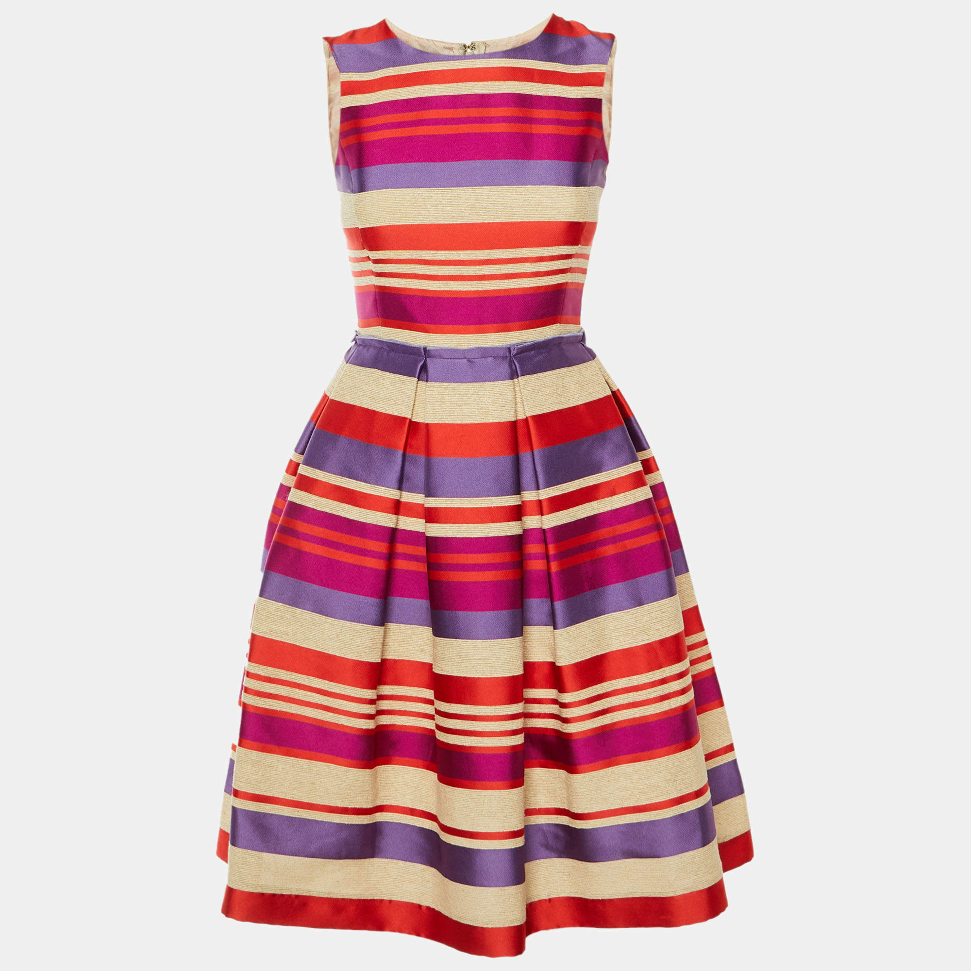 مملوكة مسبقًا CH Carolina Herrera Multicolor Striped Silk Blend Short Dress XS