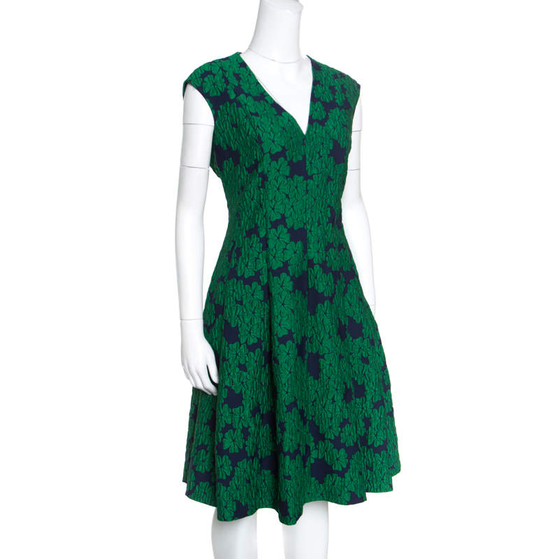 green brocade dress