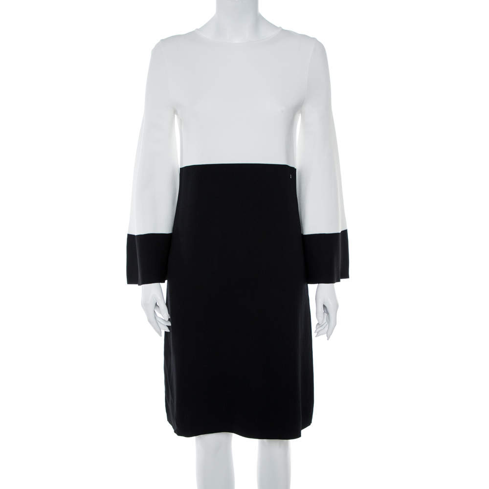 CH Carolina Herrera Monochrome Knit Bell Sleeve Dress S