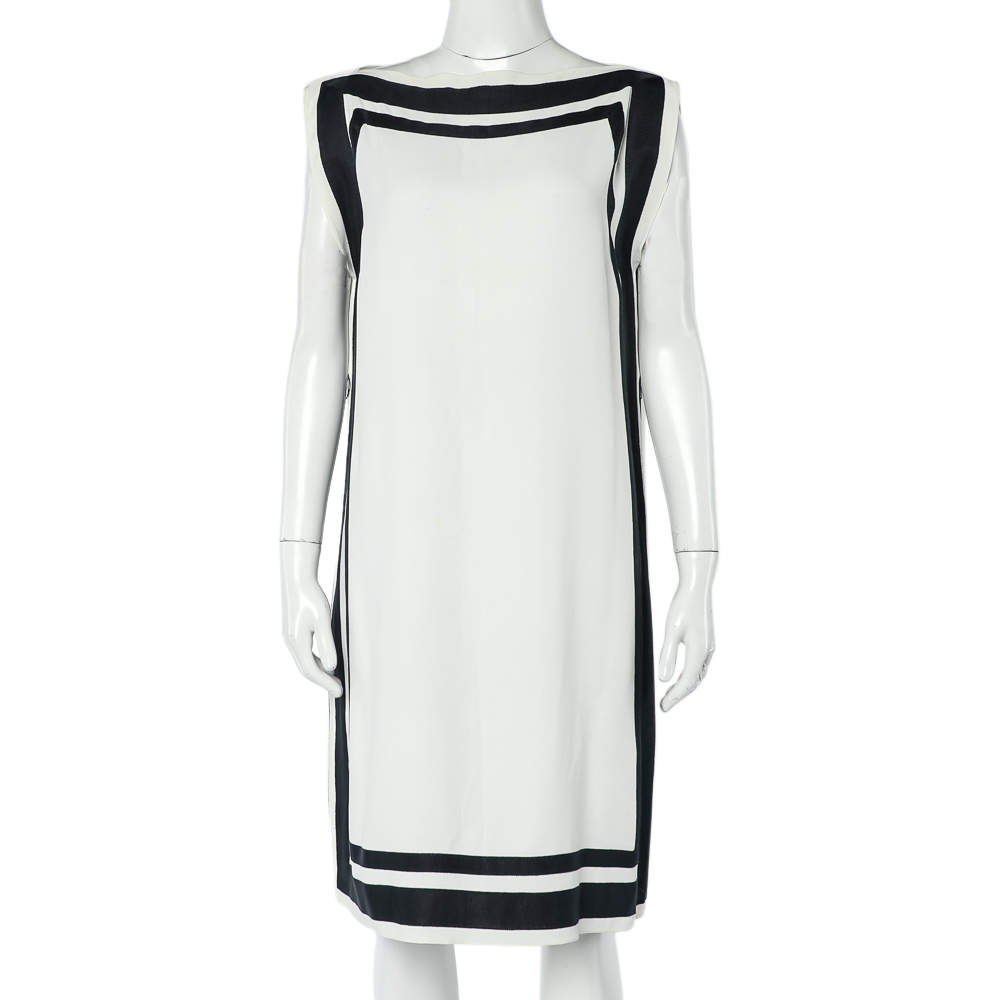 Pre Owned CH Carolina Herrera Monochrome Crepe Tunic Dress S