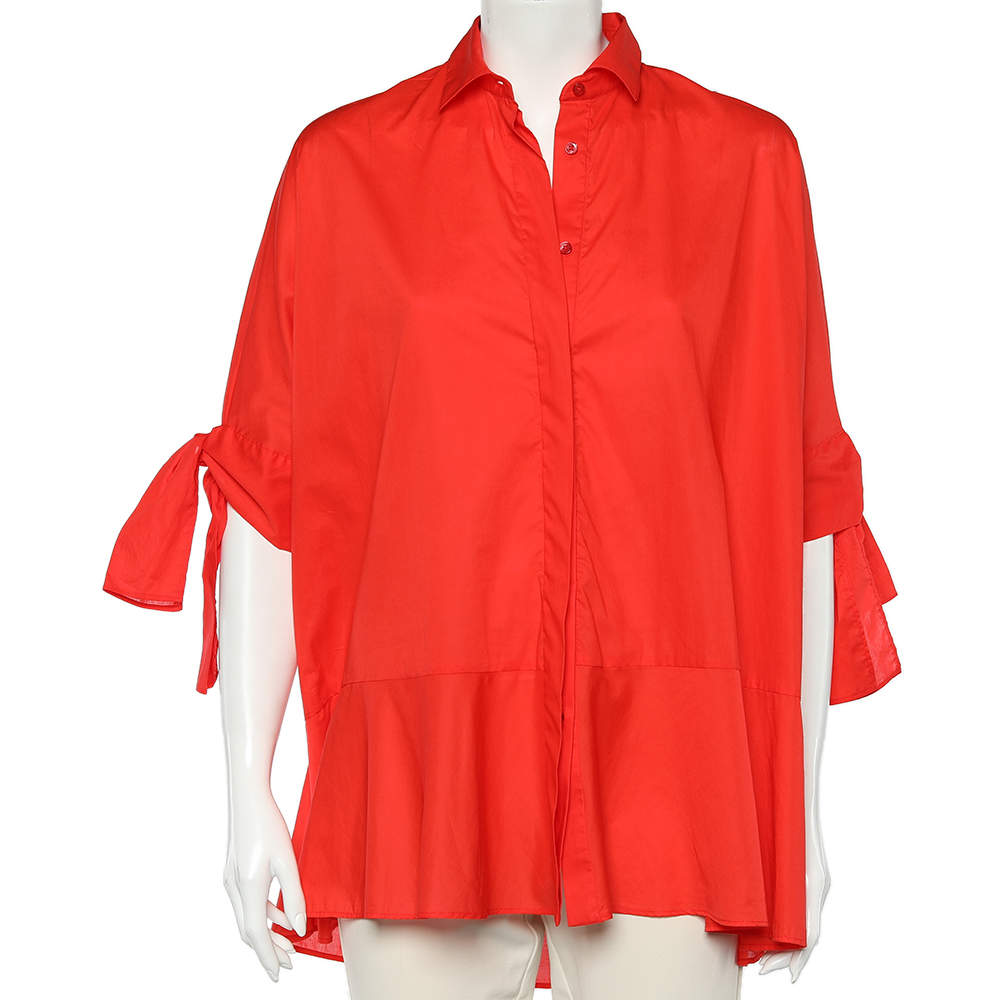 CH Carolina Herrera Red Cotton Oversized Shirt S