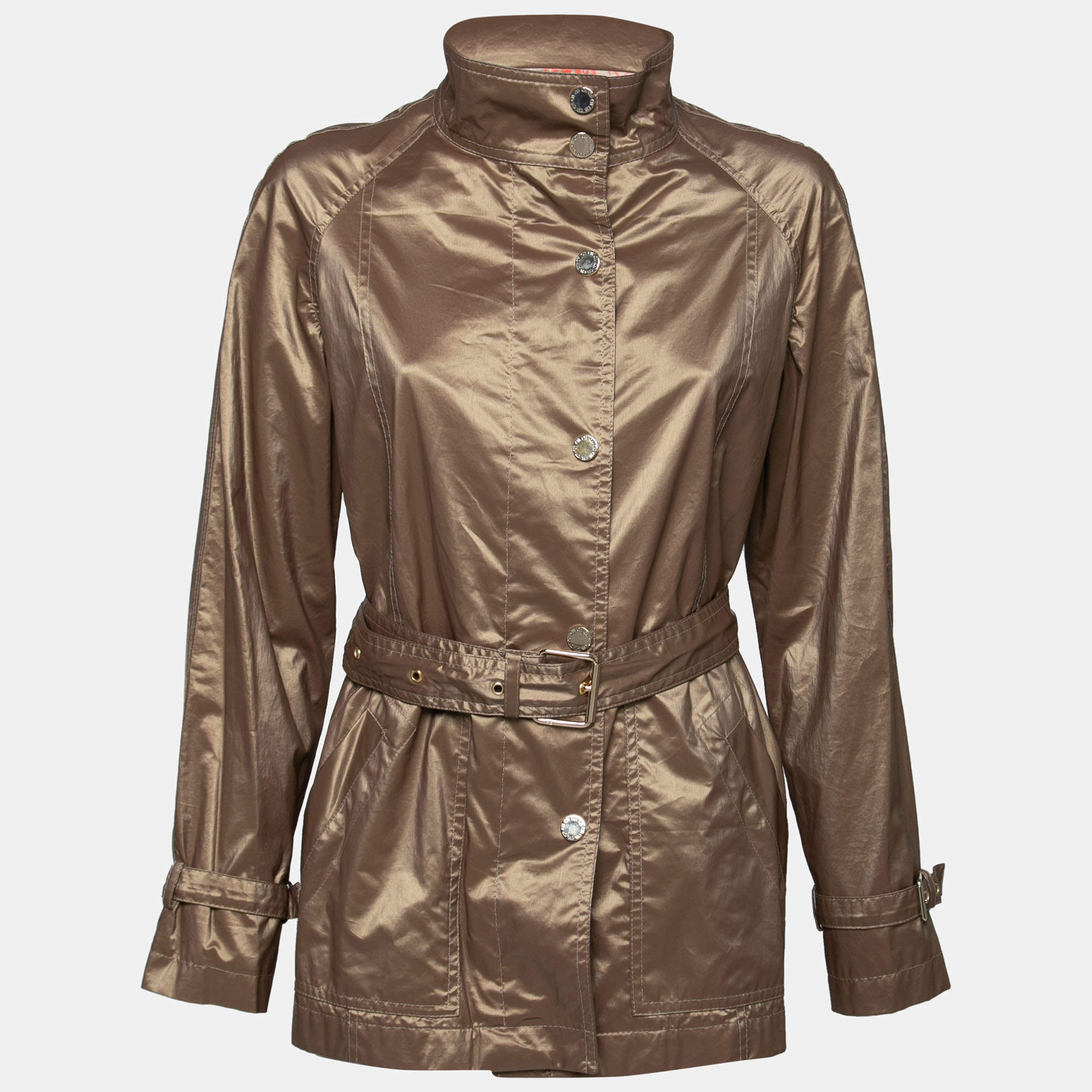 Pre Owned CH Carolina Herrera Gold Synthetic Trench Coat M