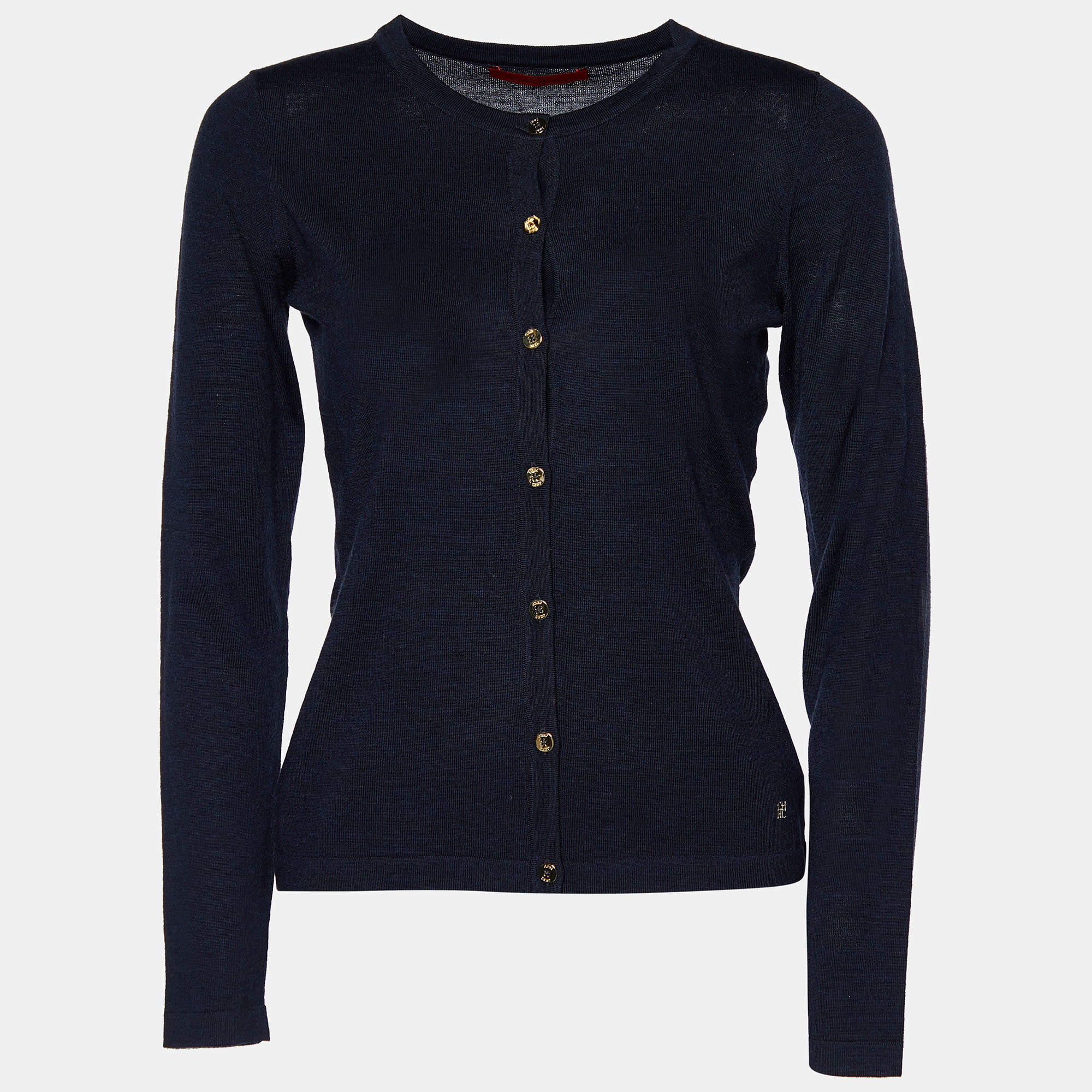 CH Carolina Herrera Navy Blue Knit Button Front Cardigan XS