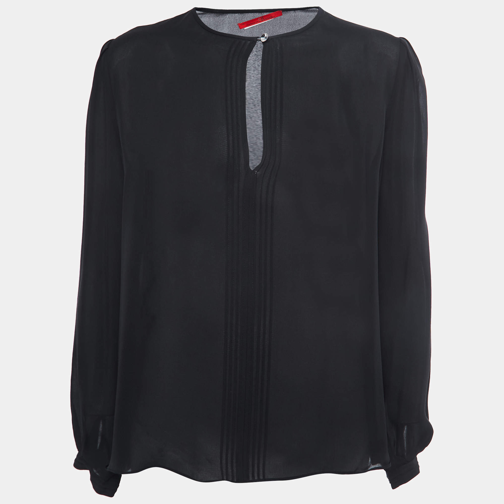 Pre Owned CH Carolina Herrera Black Silk Top L