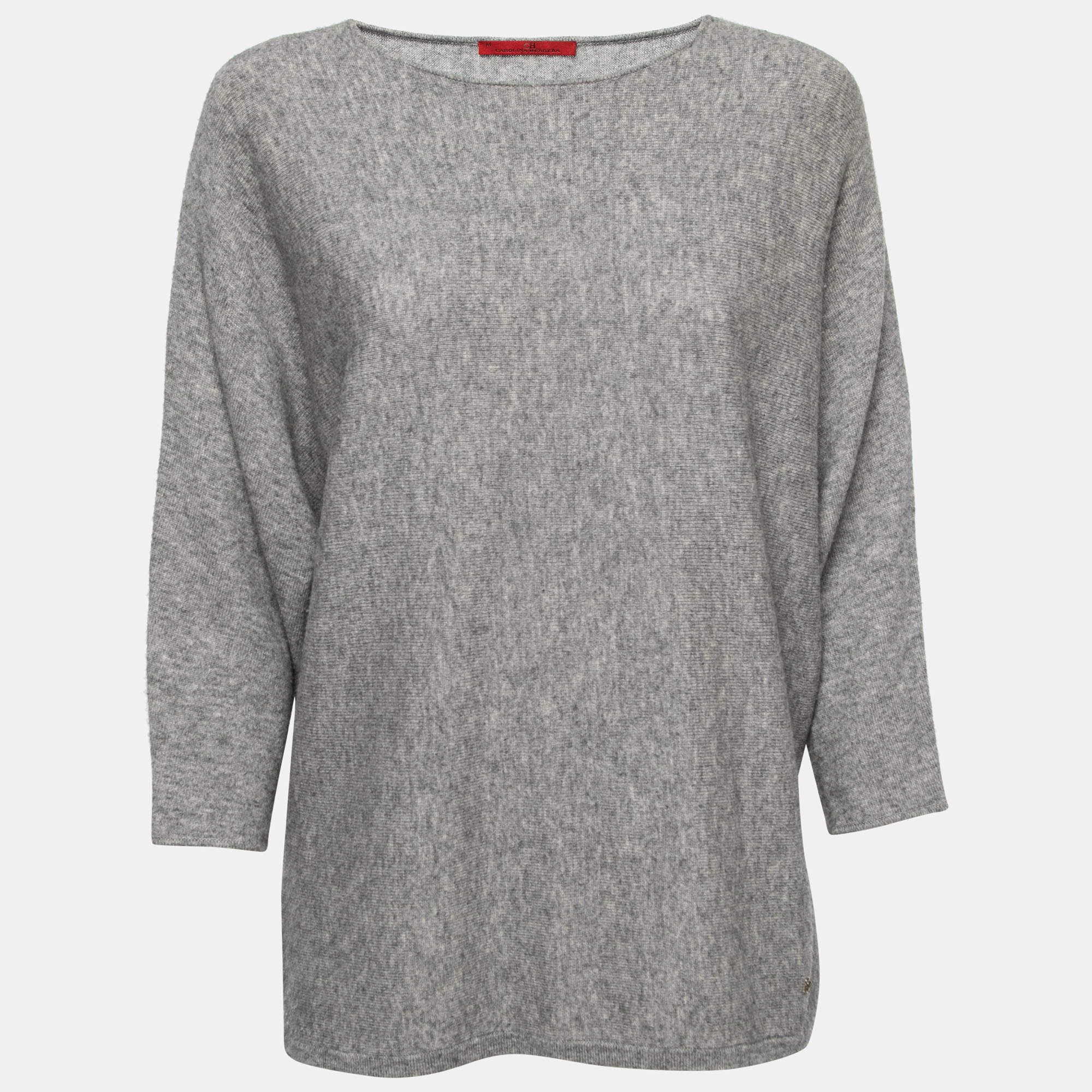 CH Carolina Herrera Grey Wool Dolman Sleeve Sweater M