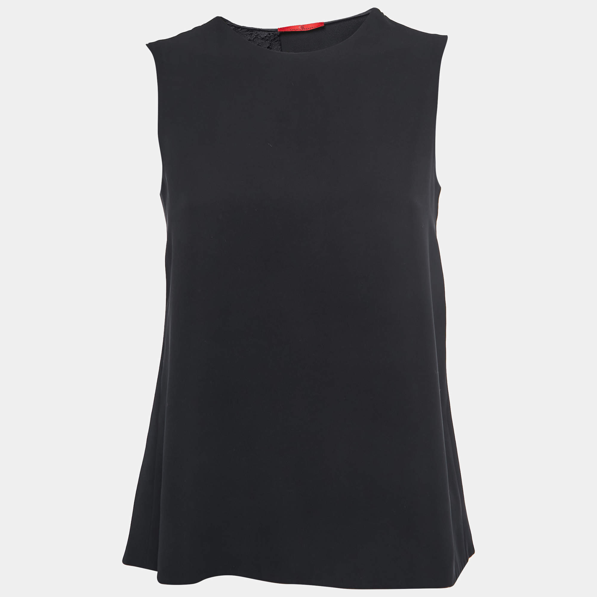 Pre Owned CH Carolina Herrera Black Crepe Sleeveless A-Line Top S