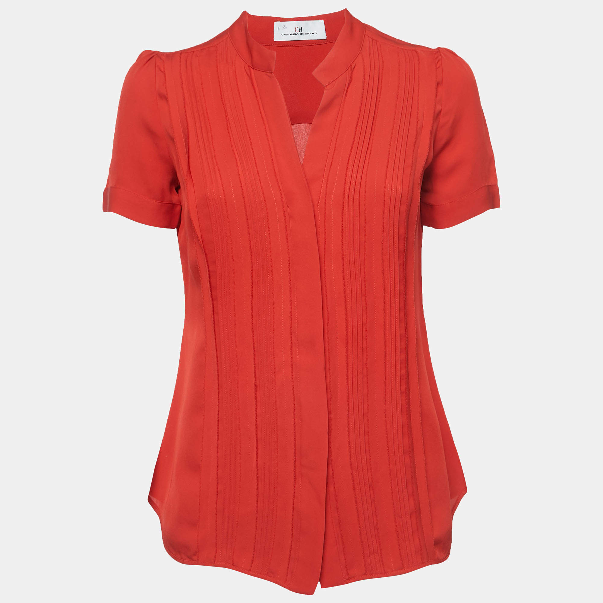 CH Carolina Herrera Red Silk Top S
