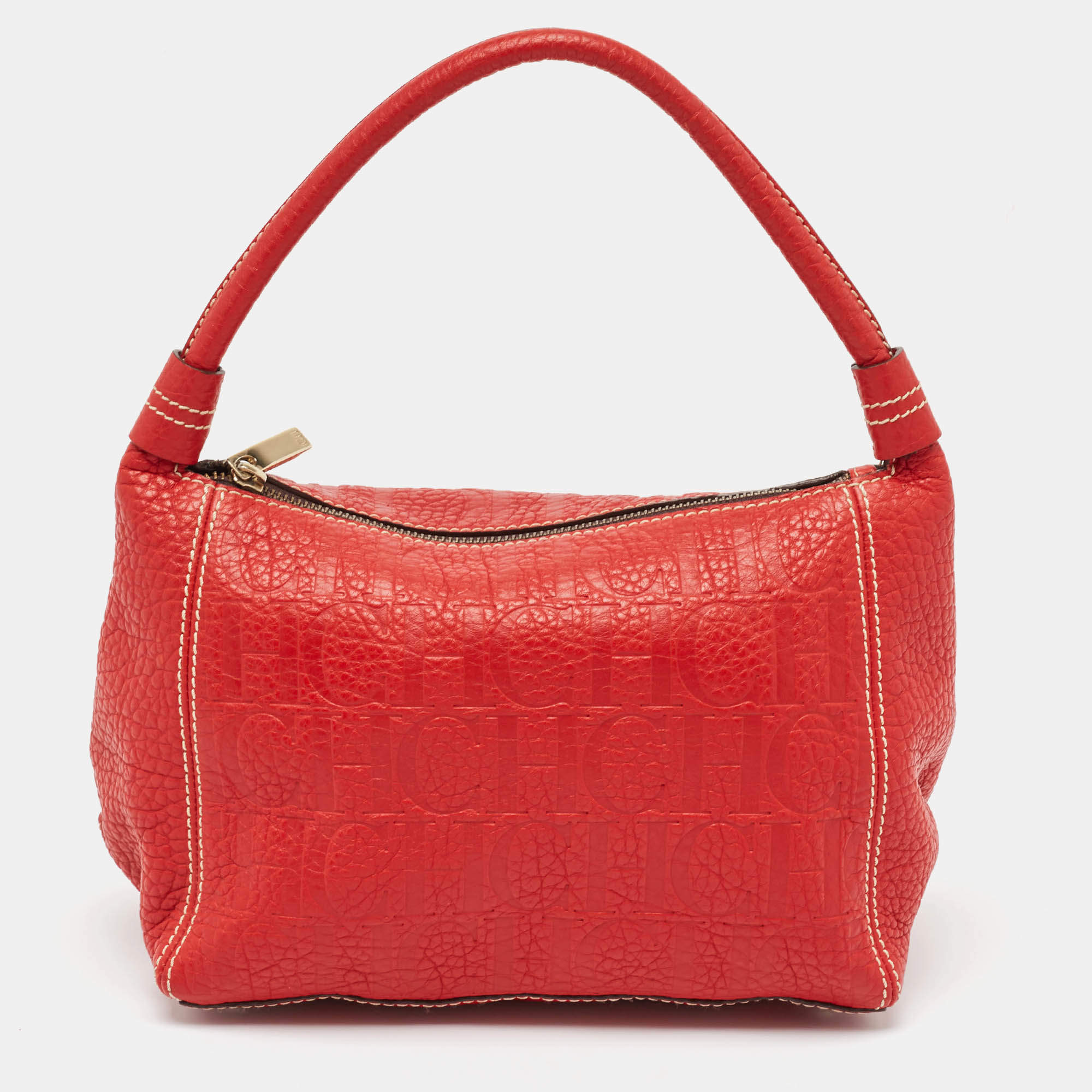 CH Carolina Herrera Red Leather Shoulder Bag