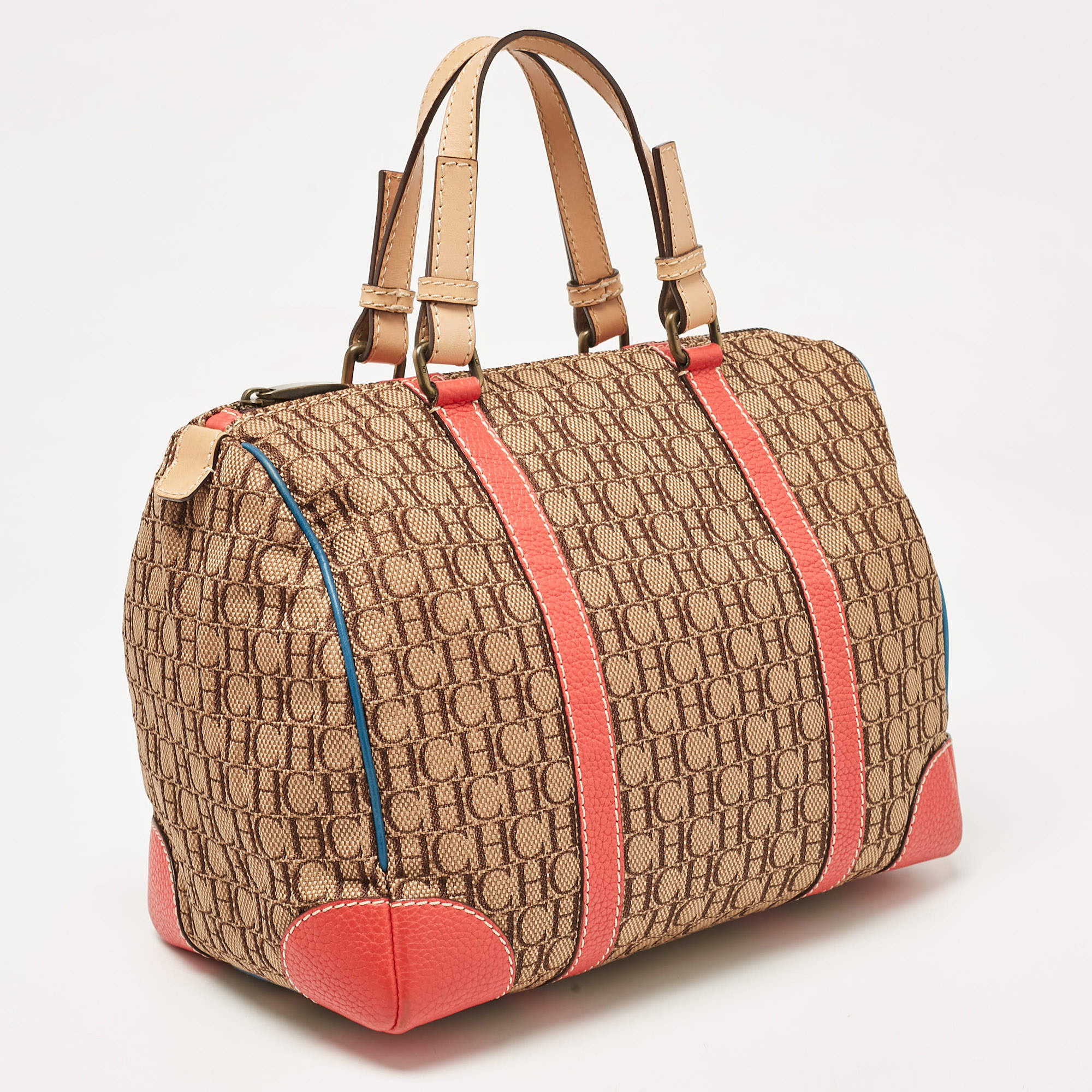 CH Carolina Herrera Multicolor Monogram Canvas and Leather Andy Boston Bag CH Carolina Herrera TLC