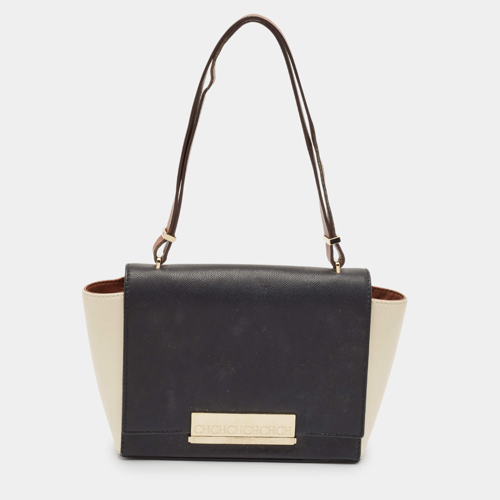 CH Carolina Herrera Tricolor Leather Casati Shoulder Bag